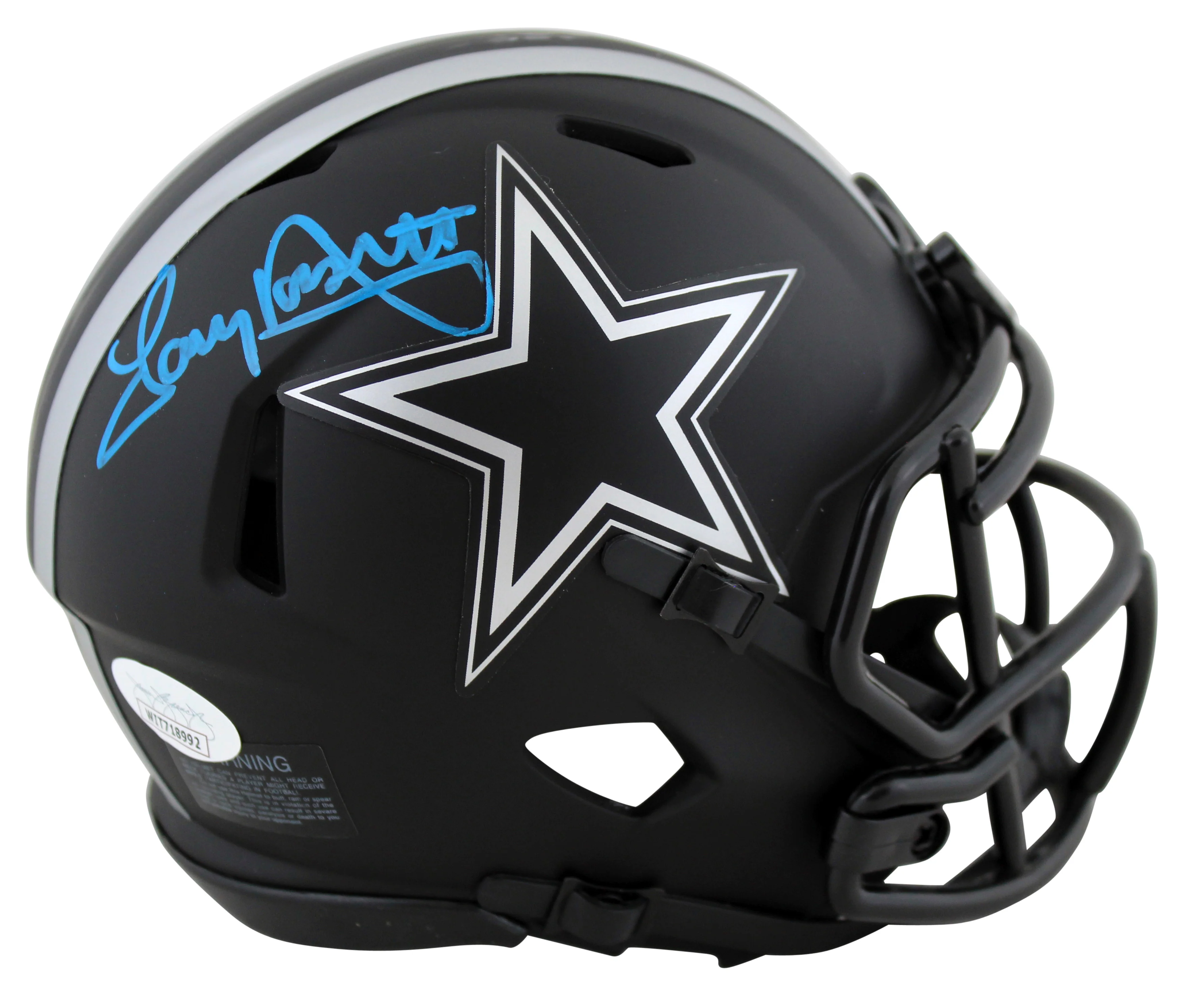 Cowboys Tony Dorsett Signed Eclipse Speed Mini Helmet w/ Blue Sig JSA Witness - Image 2