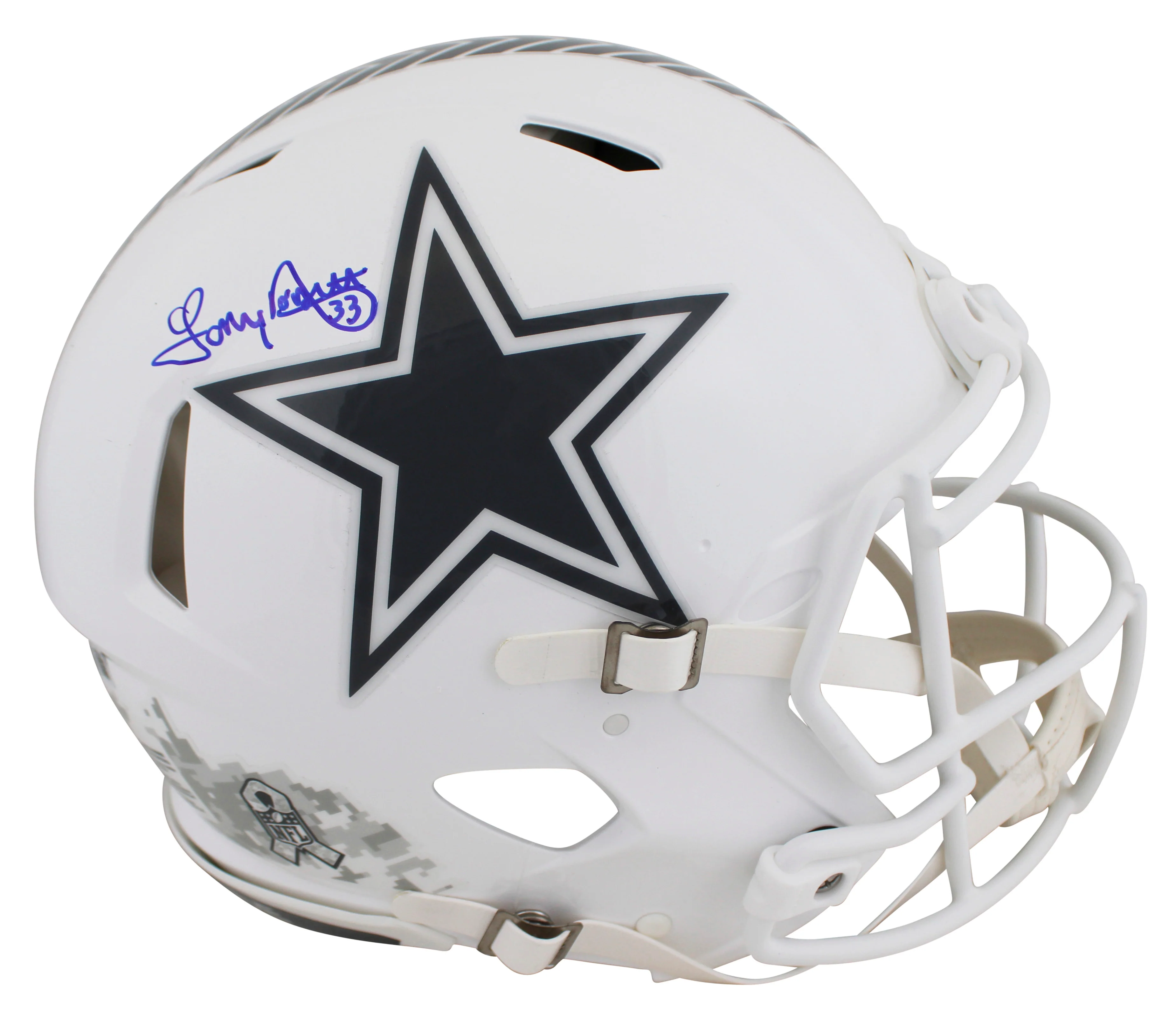 Cowboys Tony Dorsett Signed Salute To Service III F/S Speed Proline Helmet BAS W - Image 2