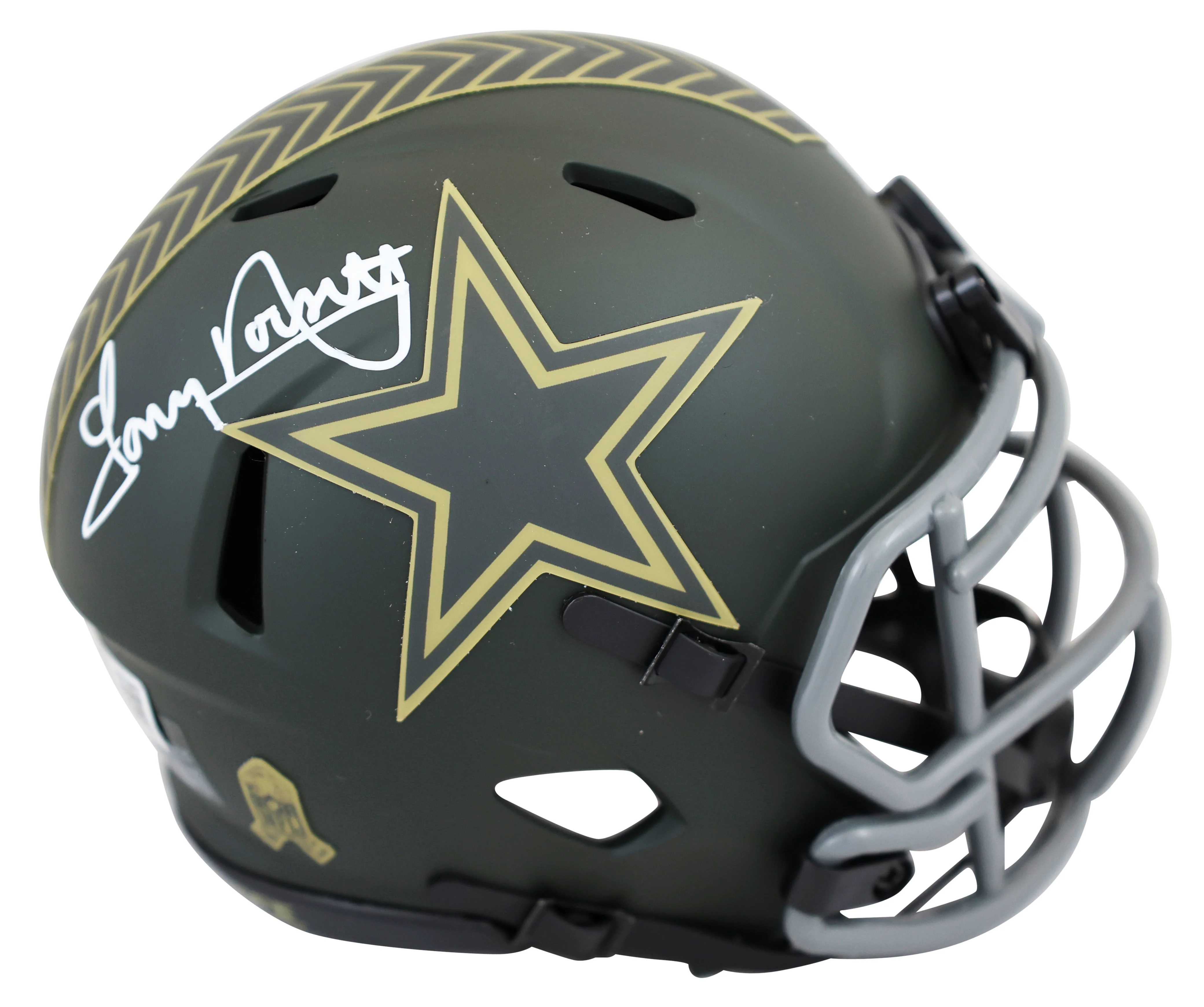Cowboys Tony Dorsett Signed Salute to Service IV Speed Mini Helmet W/ Case BAS W - Image 3