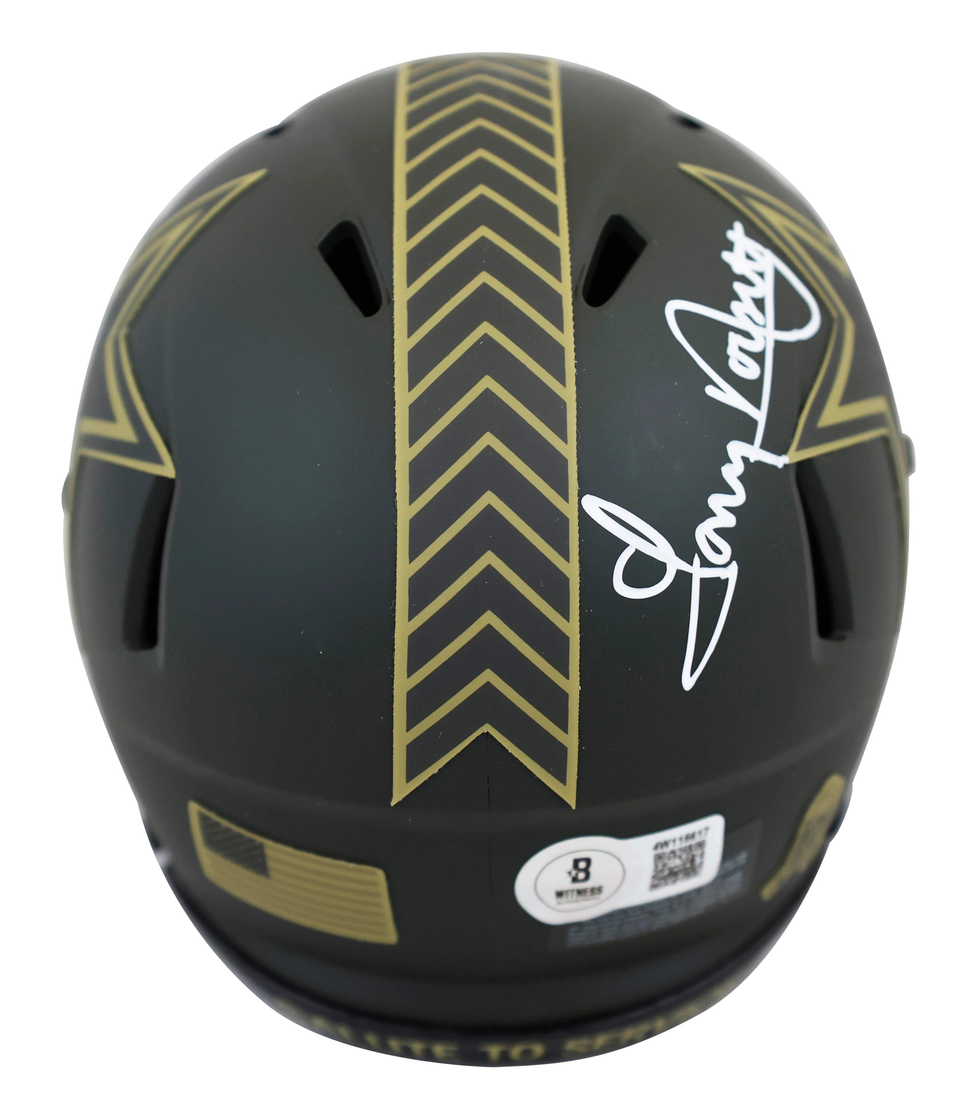 Cowboys Tony Dorsett Signed Salute to Service IV Speed Mini Helmet W/ Case BAS W - Image 4