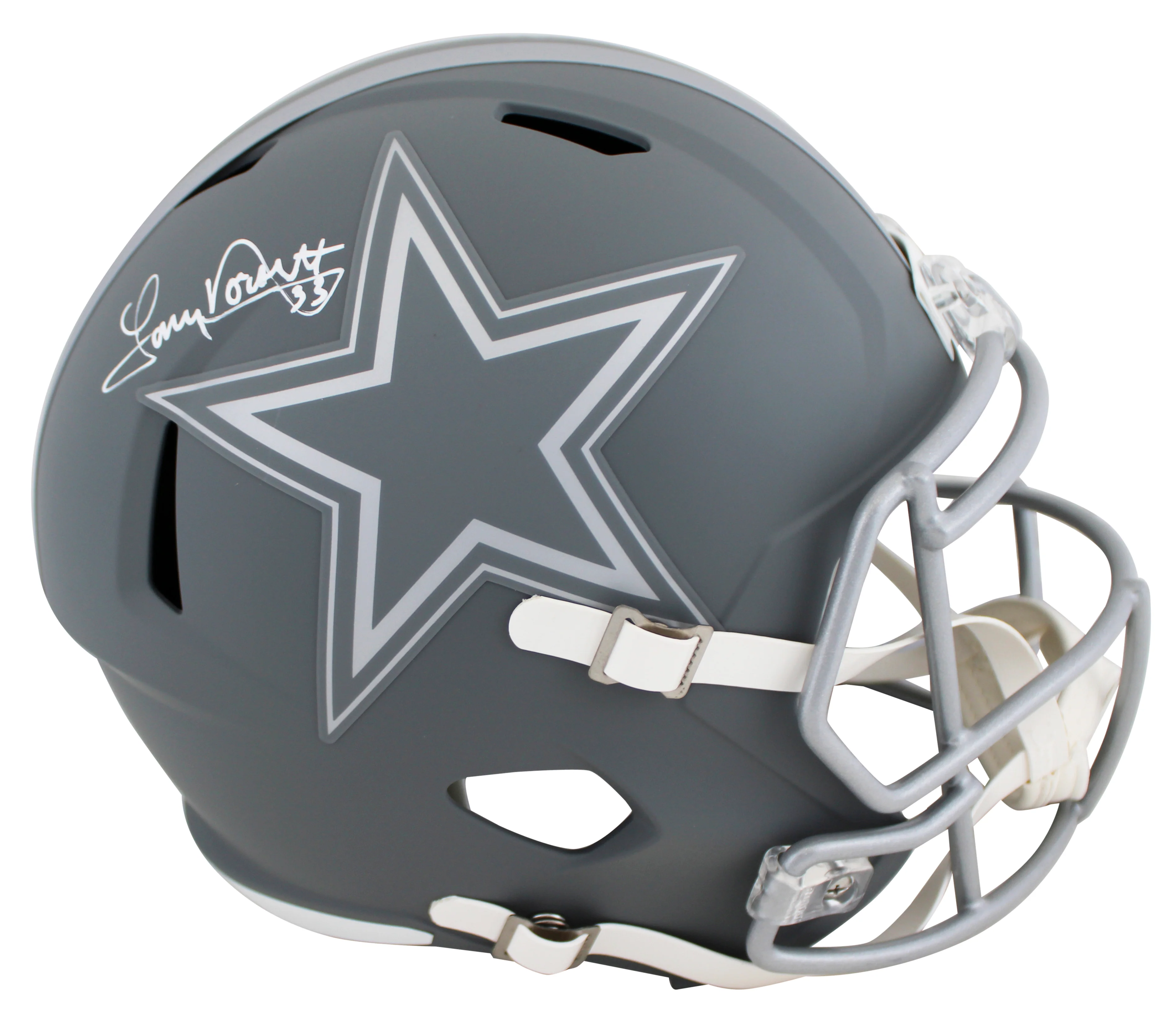 Cowboys Tony Dorsett Signed Slate Full Size Speed Rep Helmet BAS Witnessed - Image 2