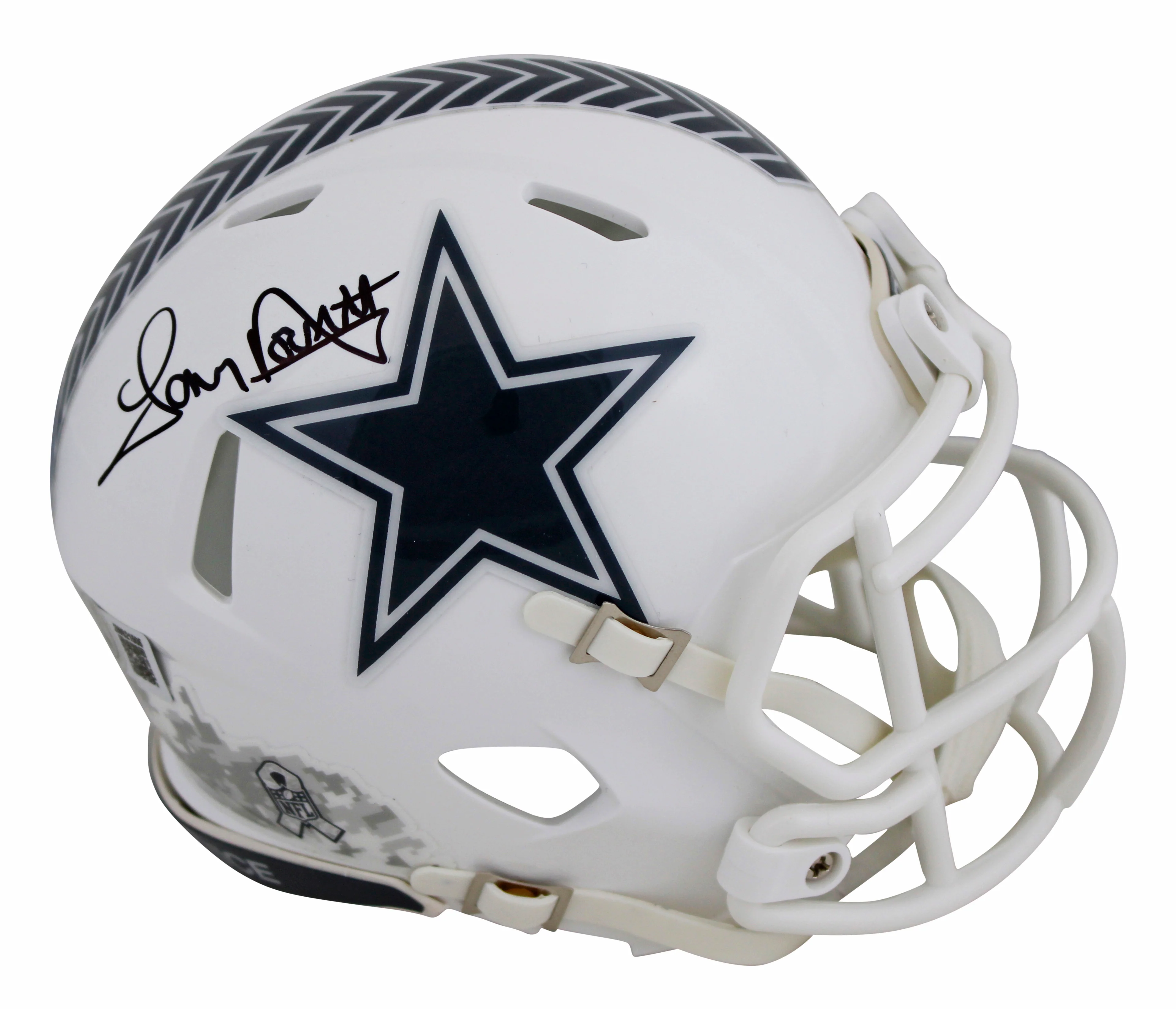 Cowboys Tony Dorsett Signed STS III Speed Mini Helmet w/ Black Sig BAS Witnessed - Image 2