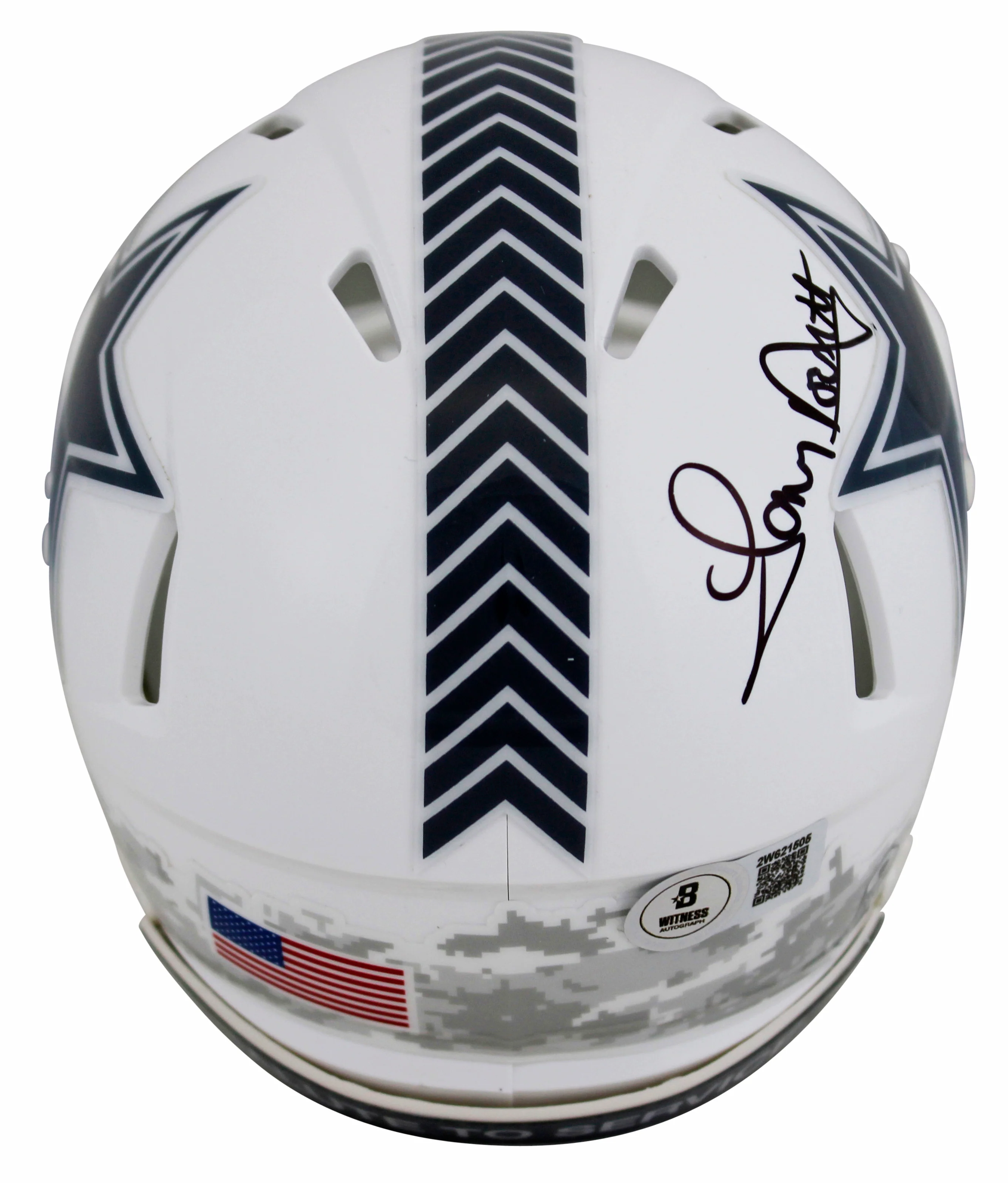 Cowboys Tony Dorsett Signed STS III Speed Mini Helmet w/ Black Sig BAS Witnessed - Image 3