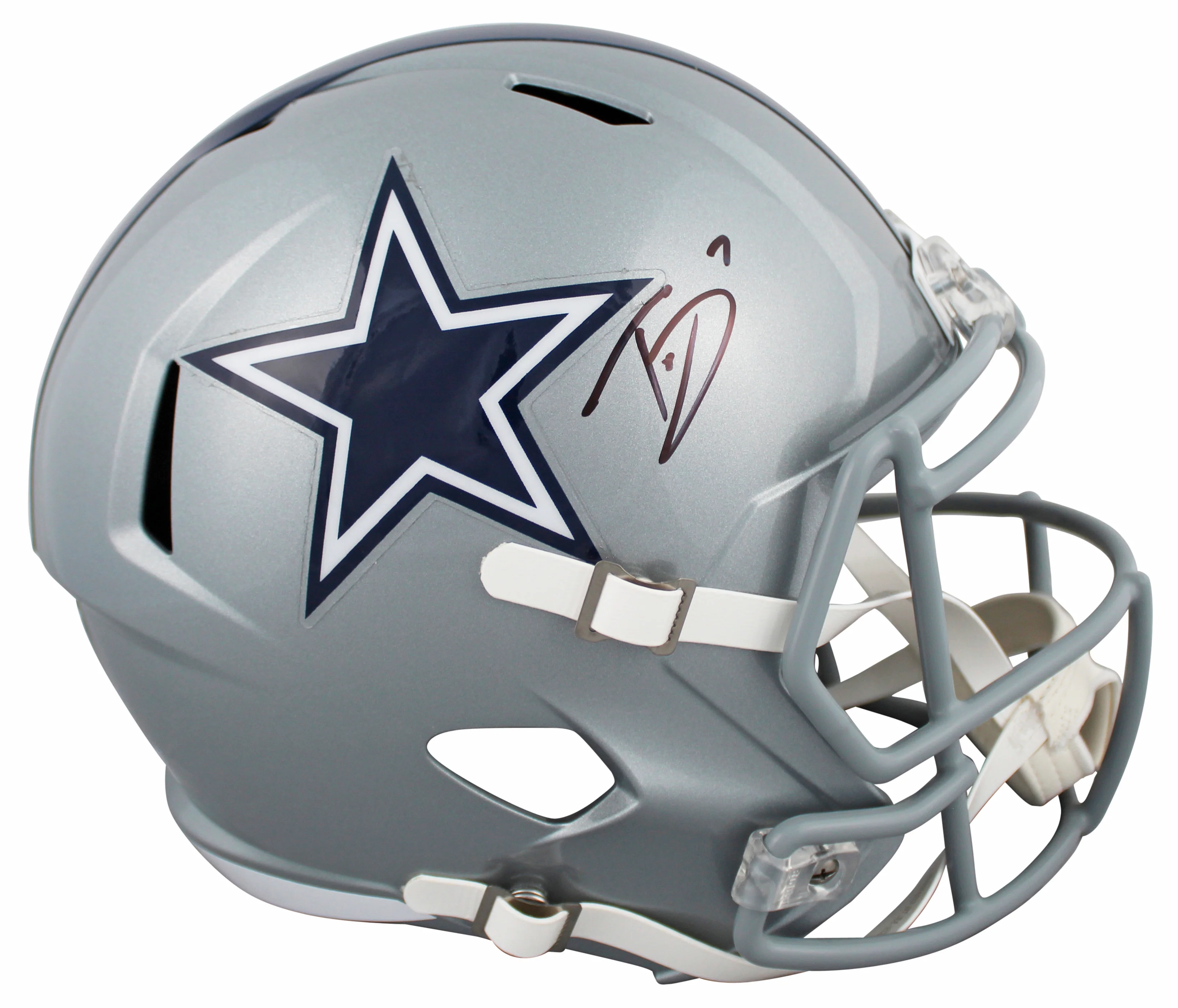 Cowboys Trevon Diggs Authentic Signed Full Size Speed Rep Helmet BAS Witnessed - Image 2