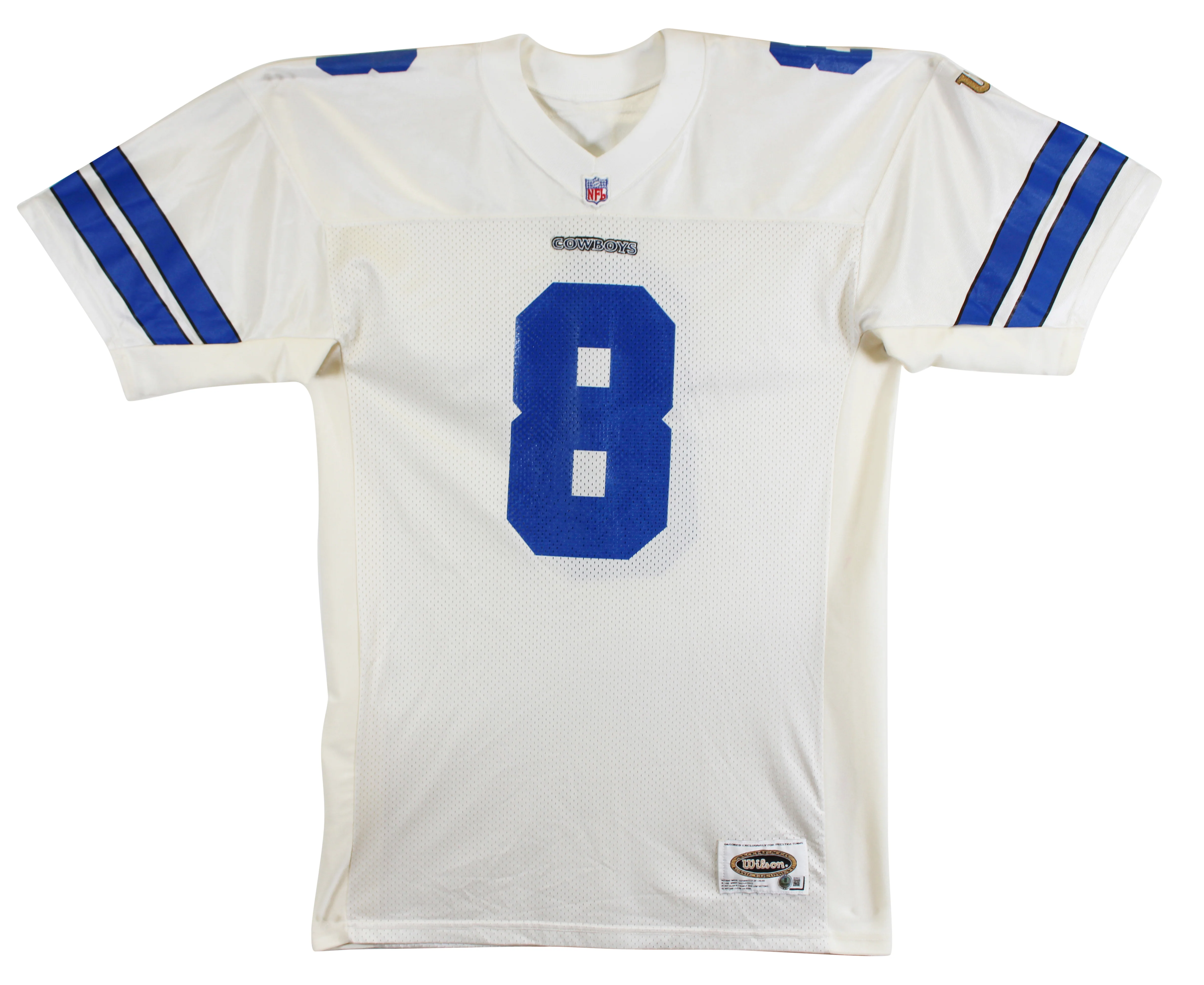 Cowboys Troy Aikman Authentic Signed White Wilson Authentic Jersey BAS #BU55012 - Image 3