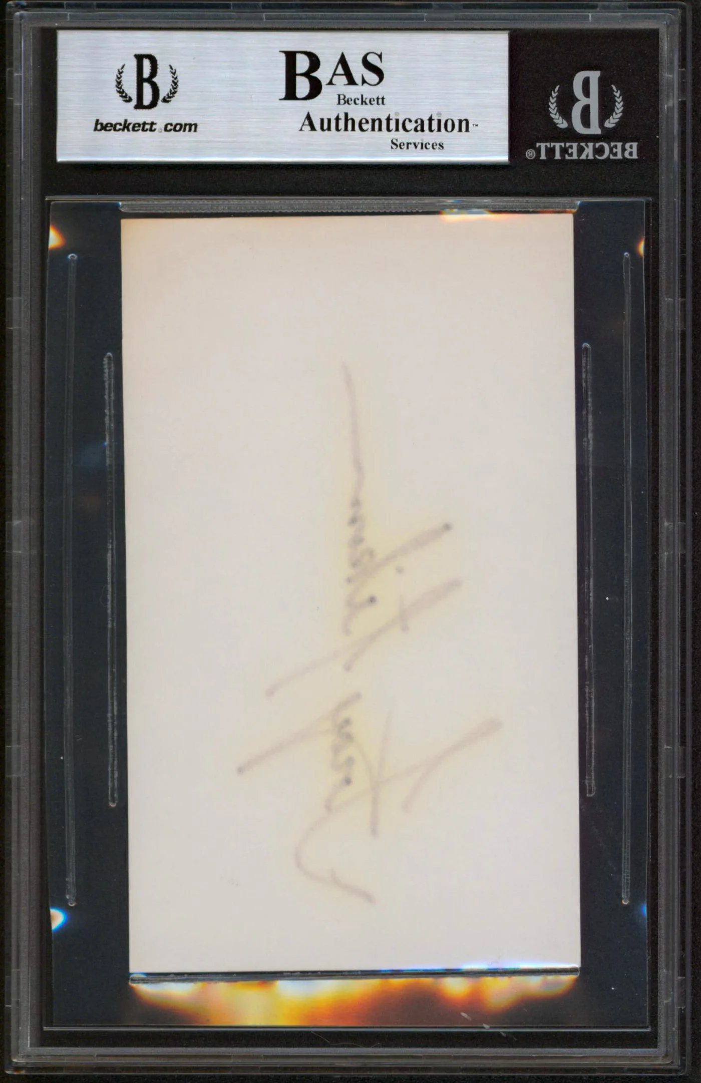 Cowboys Troy Aikman Authentic Vintage Signed 3x5 Index Card BAS Slabbed - Image 3
