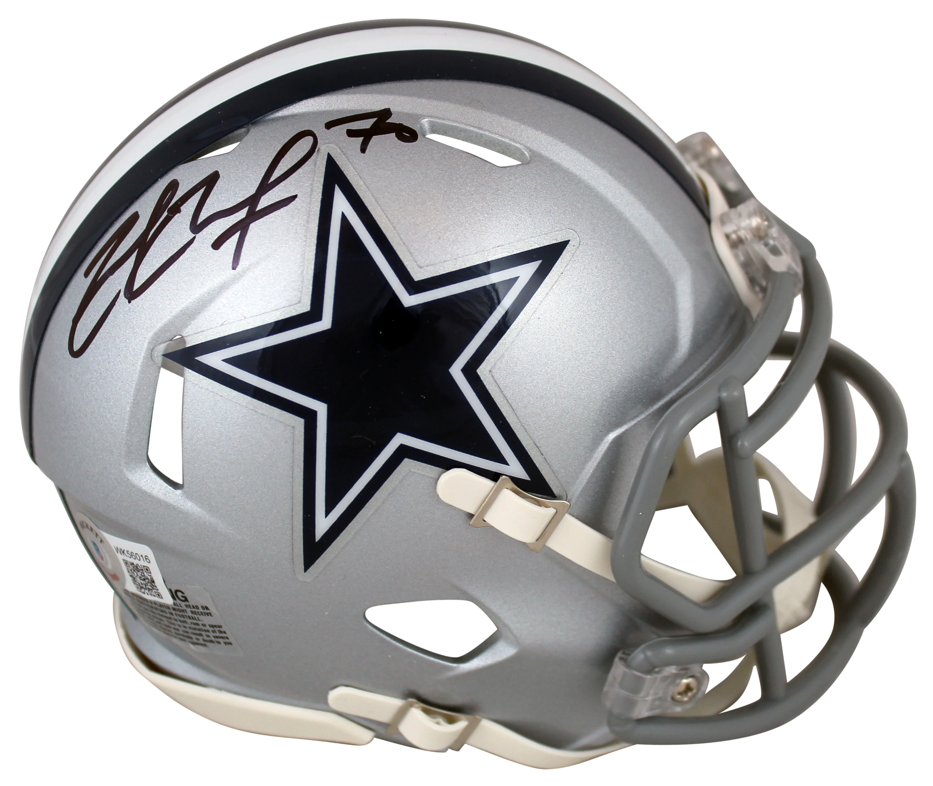 Cowboys Zack Martin Authentic Signed Silver Speed Mini Helmet BAS Witnessed - Image 2