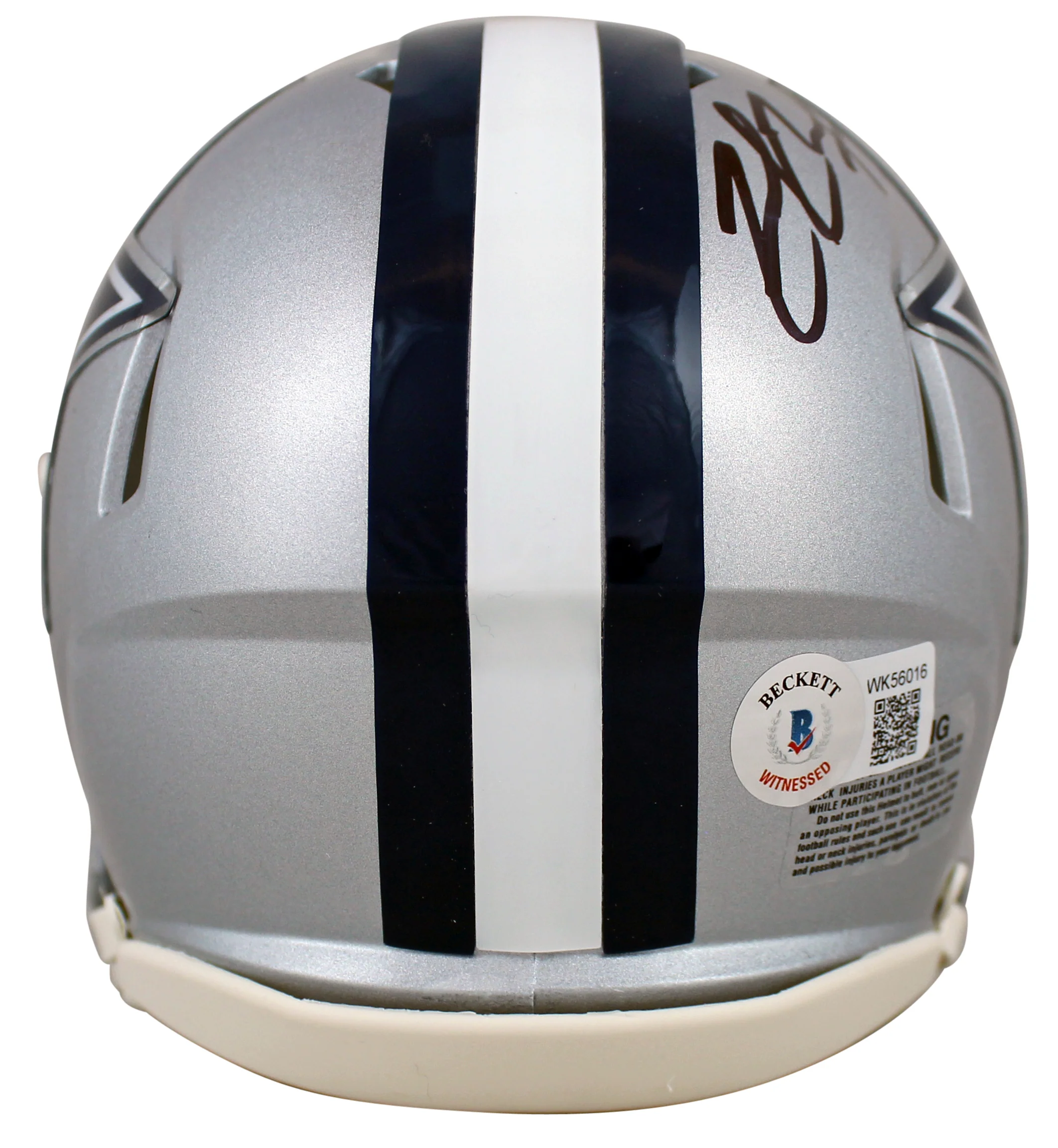 Cowboys Zack Martin Authentic Signed Silver Speed Mini Helmet BAS Witnessed - Image 3
