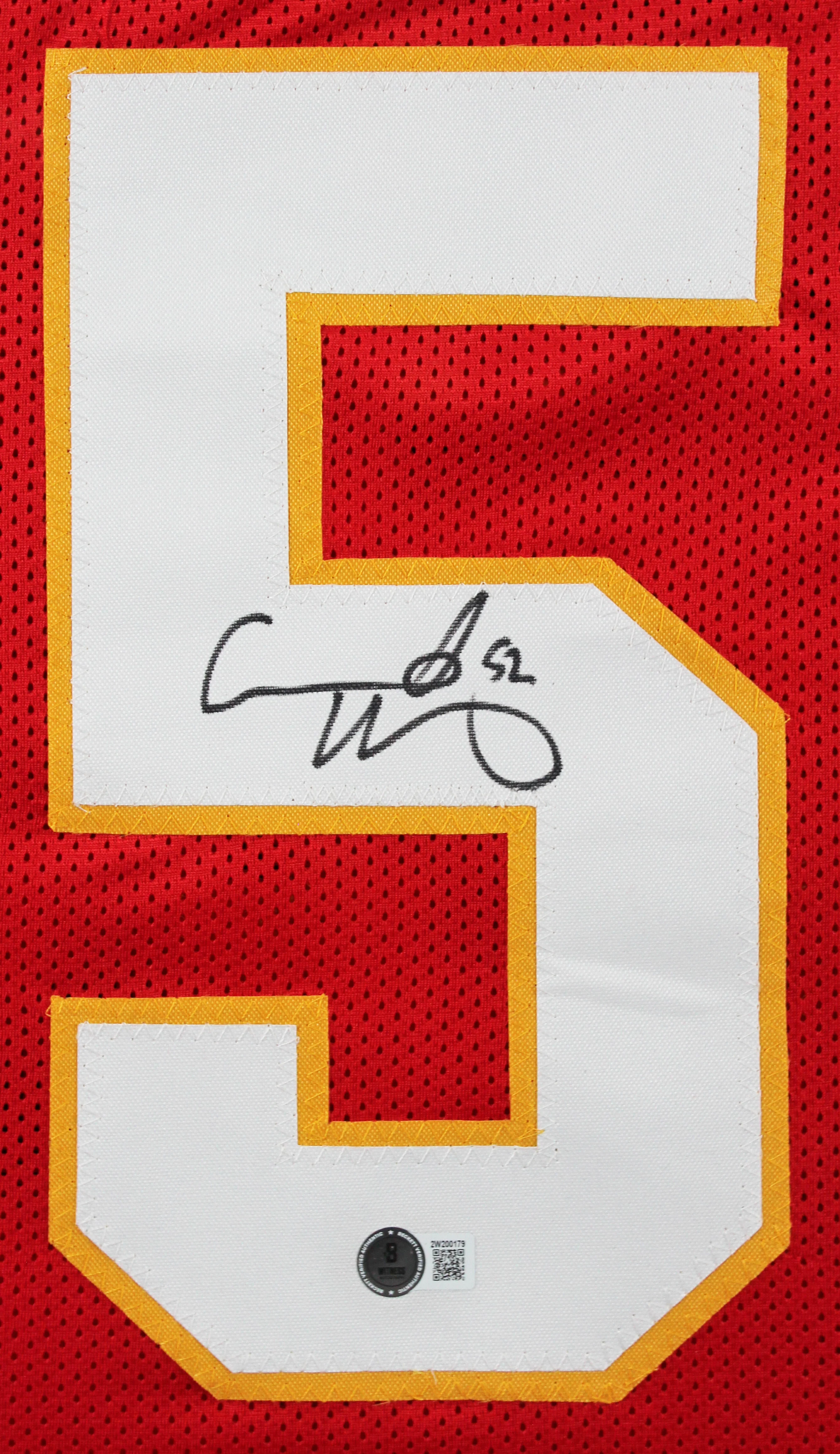 Creed Humphrey Authentic Signed Red Pro Style Framed Jersey BAS Witnessed - Image 3