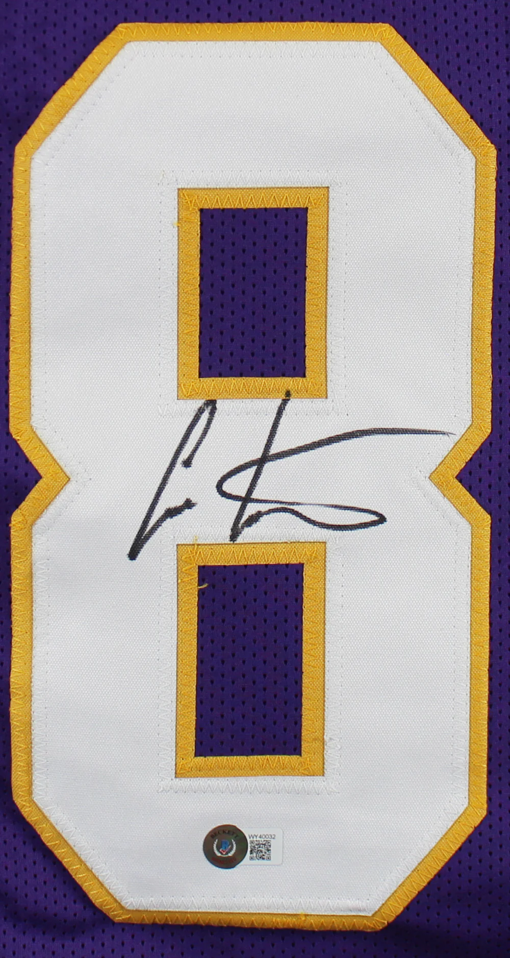 Cris Carter Authentic Signed Purple Pro Style Jersey Autographed BAS Witnessed - Image 3