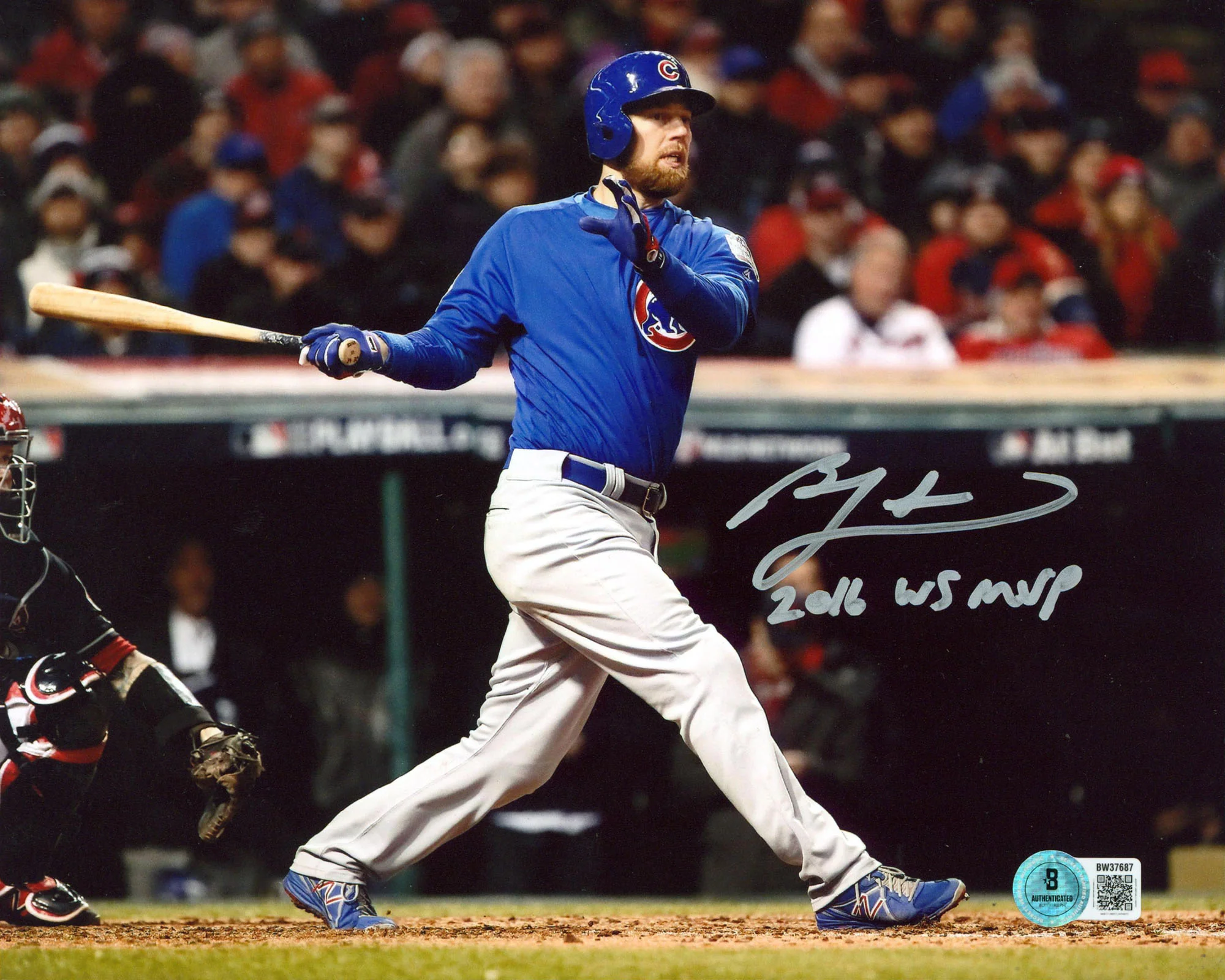 Cubs Ben Zobrist "16 WS MVP" Authentic Signed 8x10 Horizontal Photo BAS