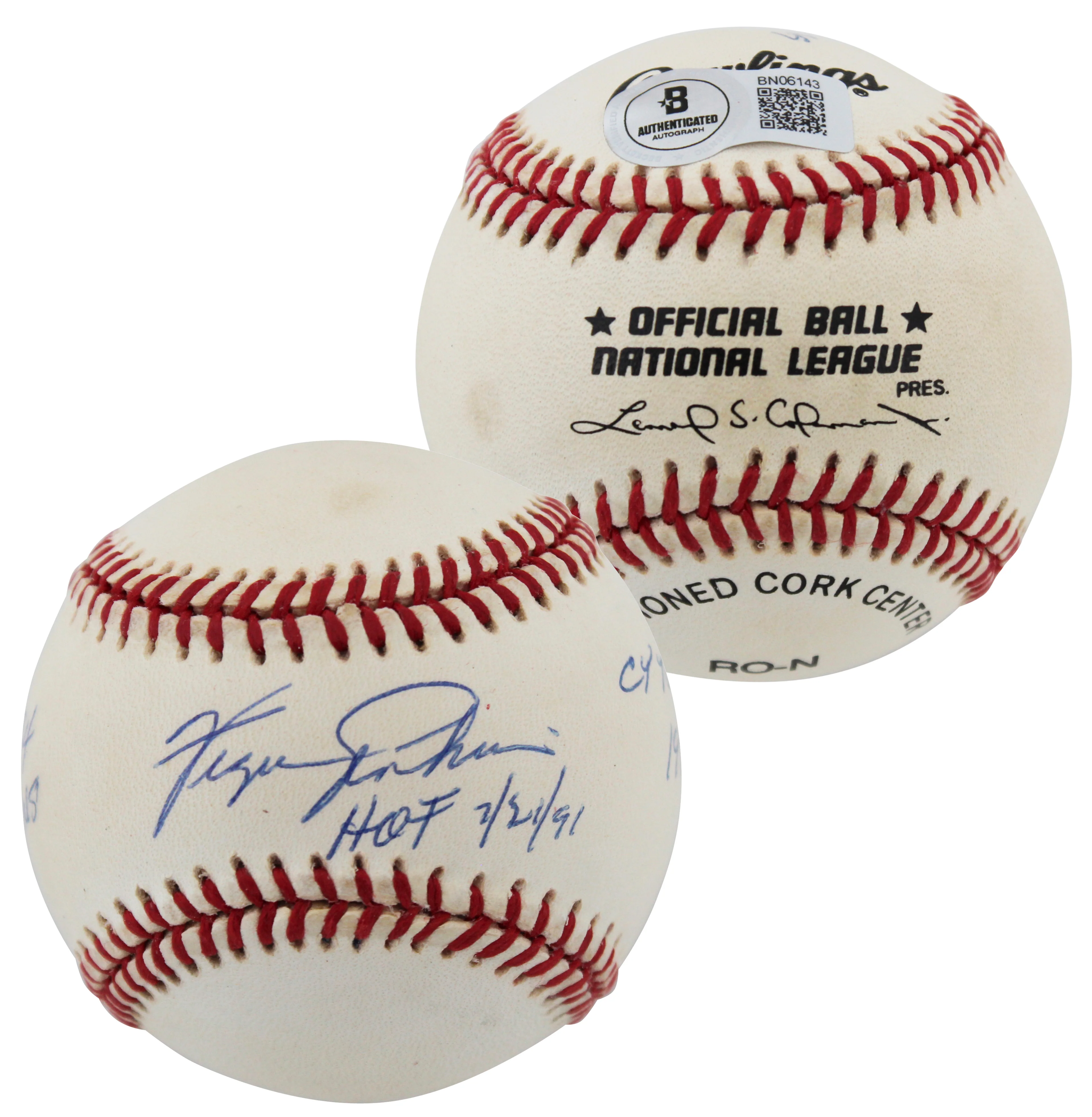 Cubs Fergie Jenkins "3x Insc" Authentic Signed Onl Baseball BAS #BN06143 - Image 2