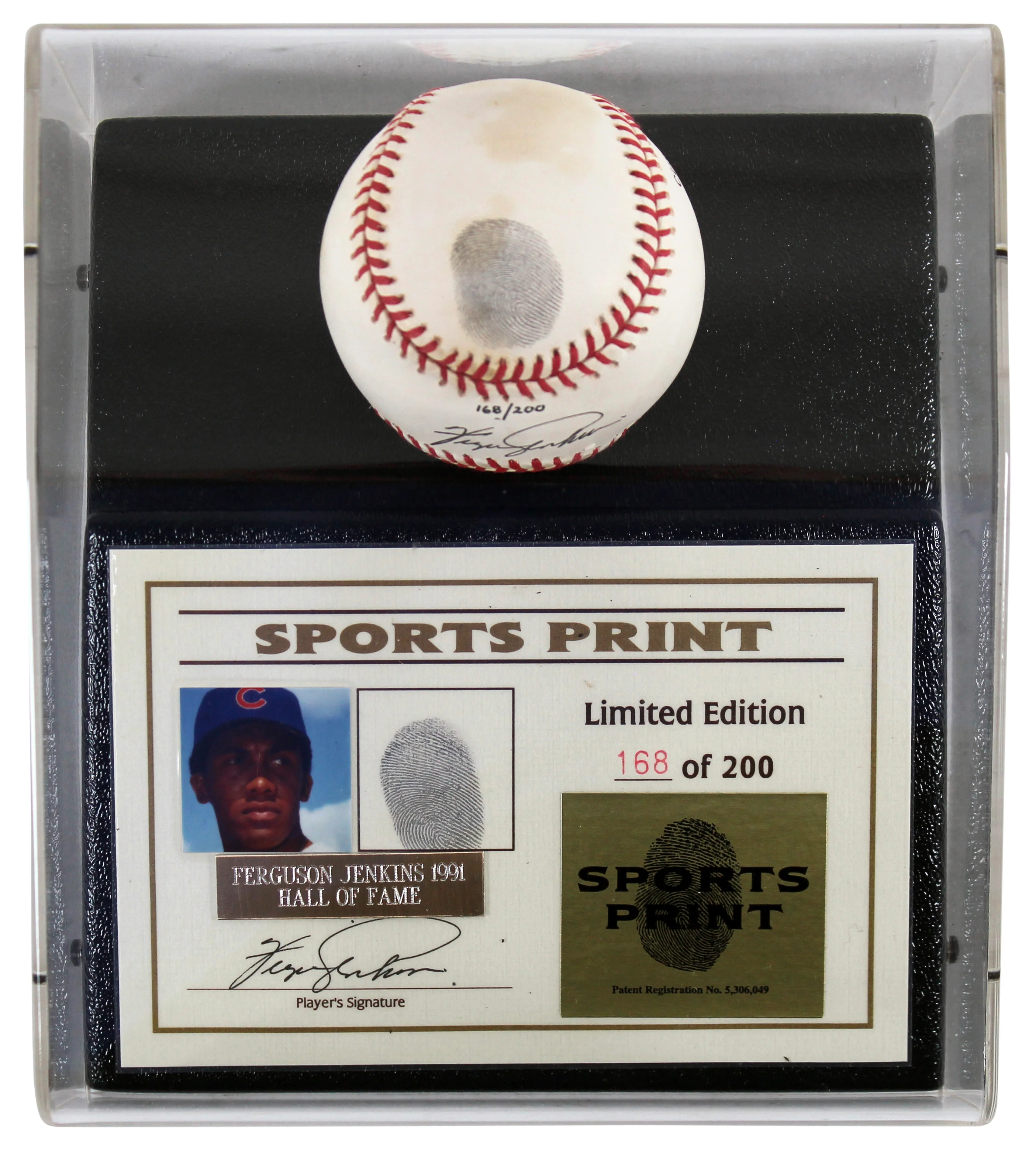 Cubs Fergie Jenkins Signed Thumbprint Baseball LE #'d/200 w/ Display Case BAS - Image 3