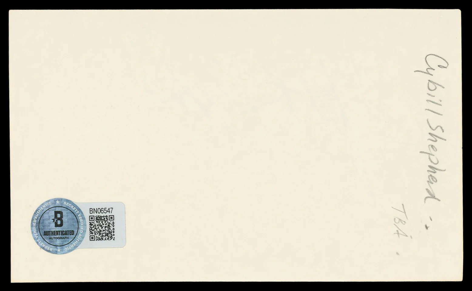 Cybill Shepherd Cybill Authentic Signed 3x5 Index Card Autographed BAS #BN06547 - Image 3