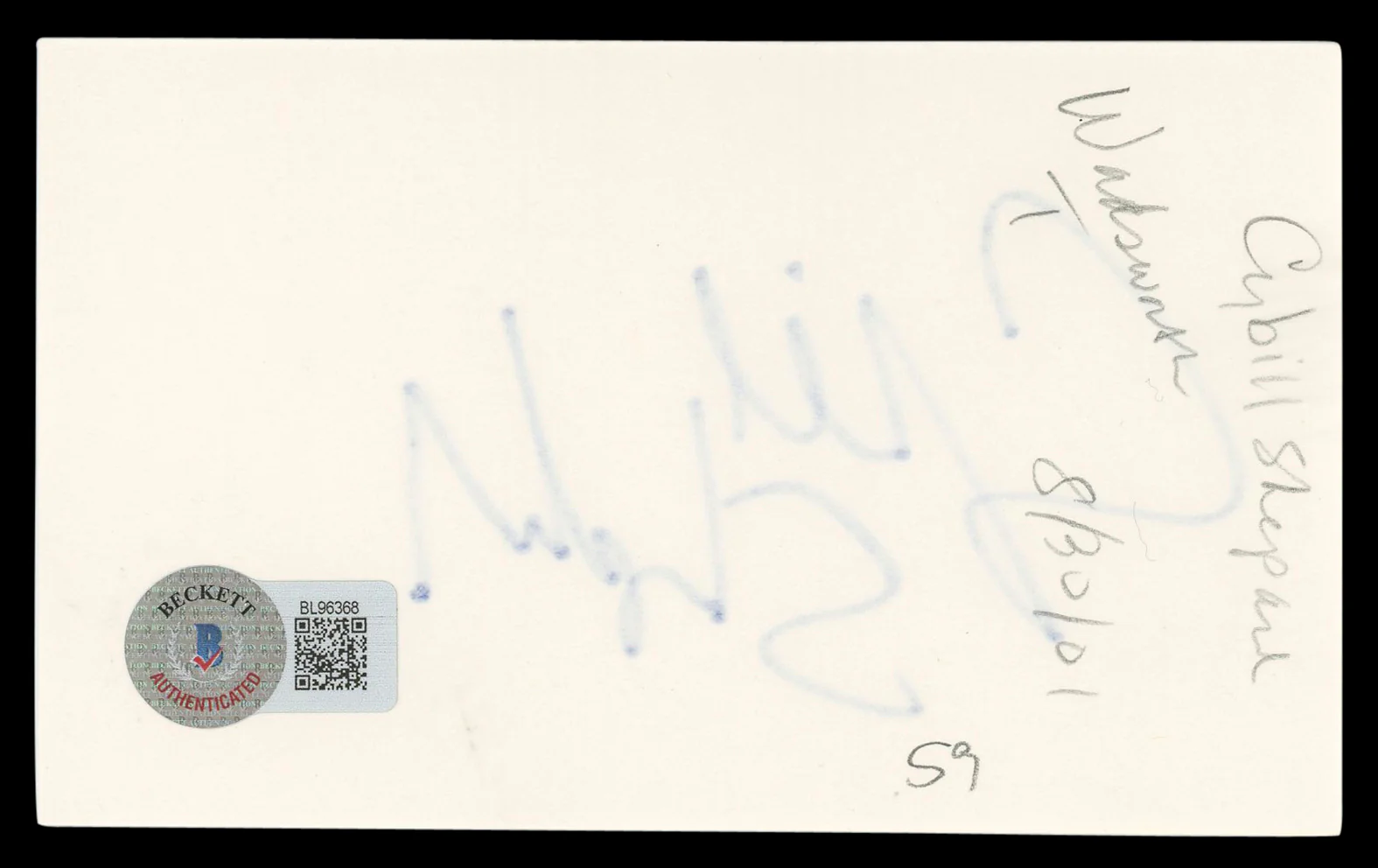 Cybill Shepherd The Last Picture Show Signed 3x5 Index Card BAS #BL96368 - Image 3