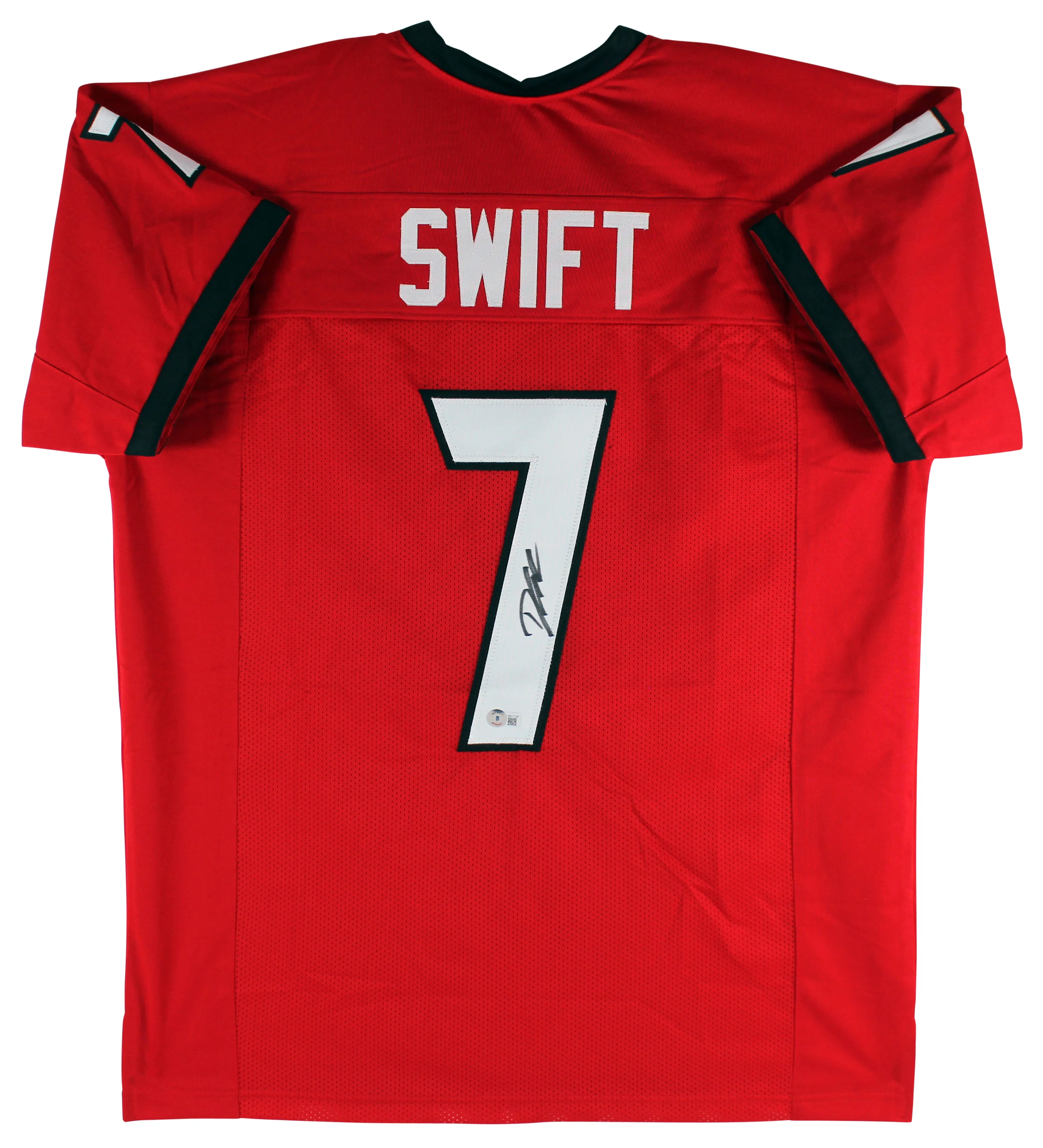D'Andre Swift Authentic Signed Red Pro Style Jersey Autographed BAS Witnessed - Image 2