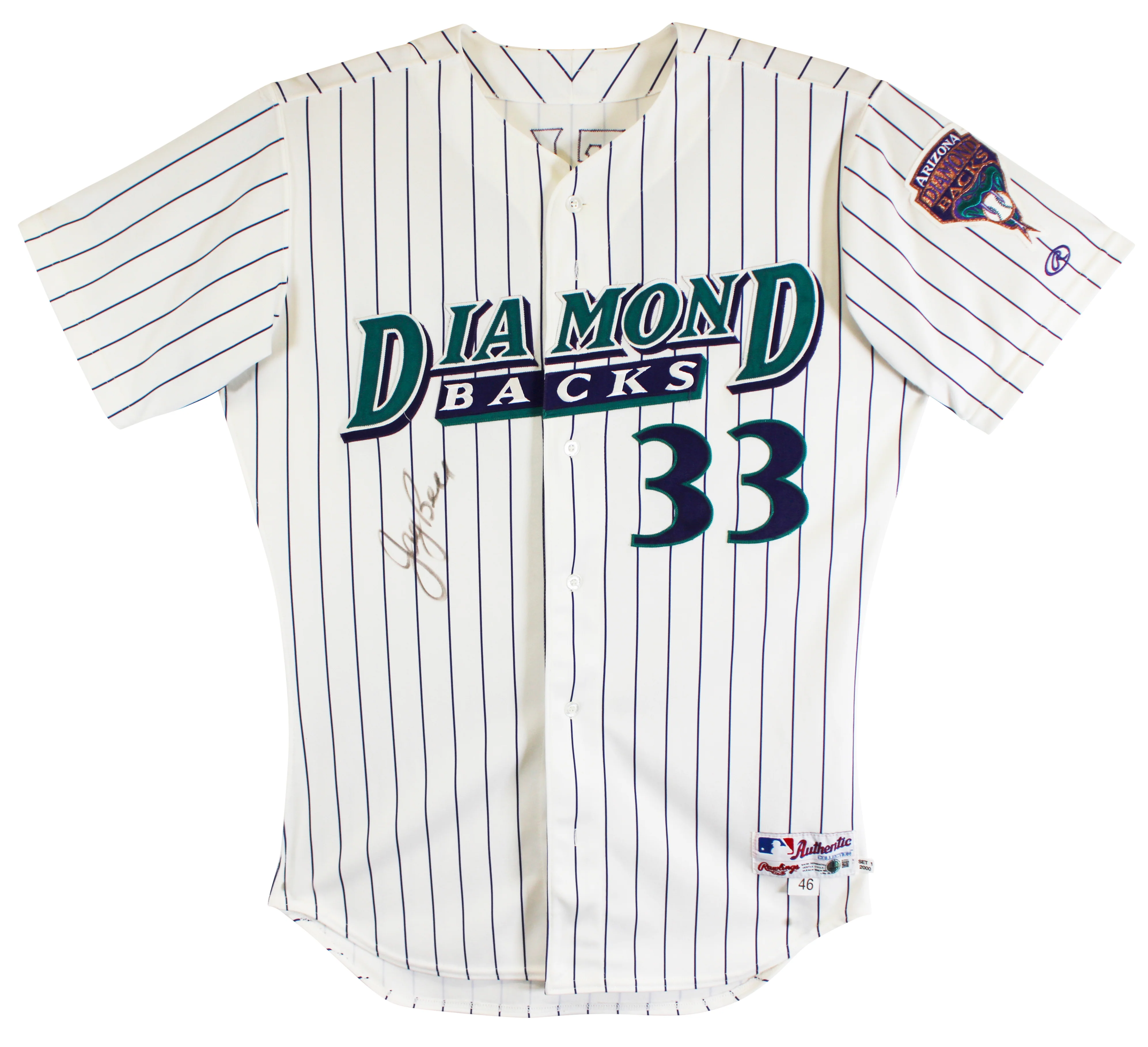 D-Backs Jay Bell Signed Game Used White Pinstripe Rawlings Jersey BAS #BU55007 - Image 3