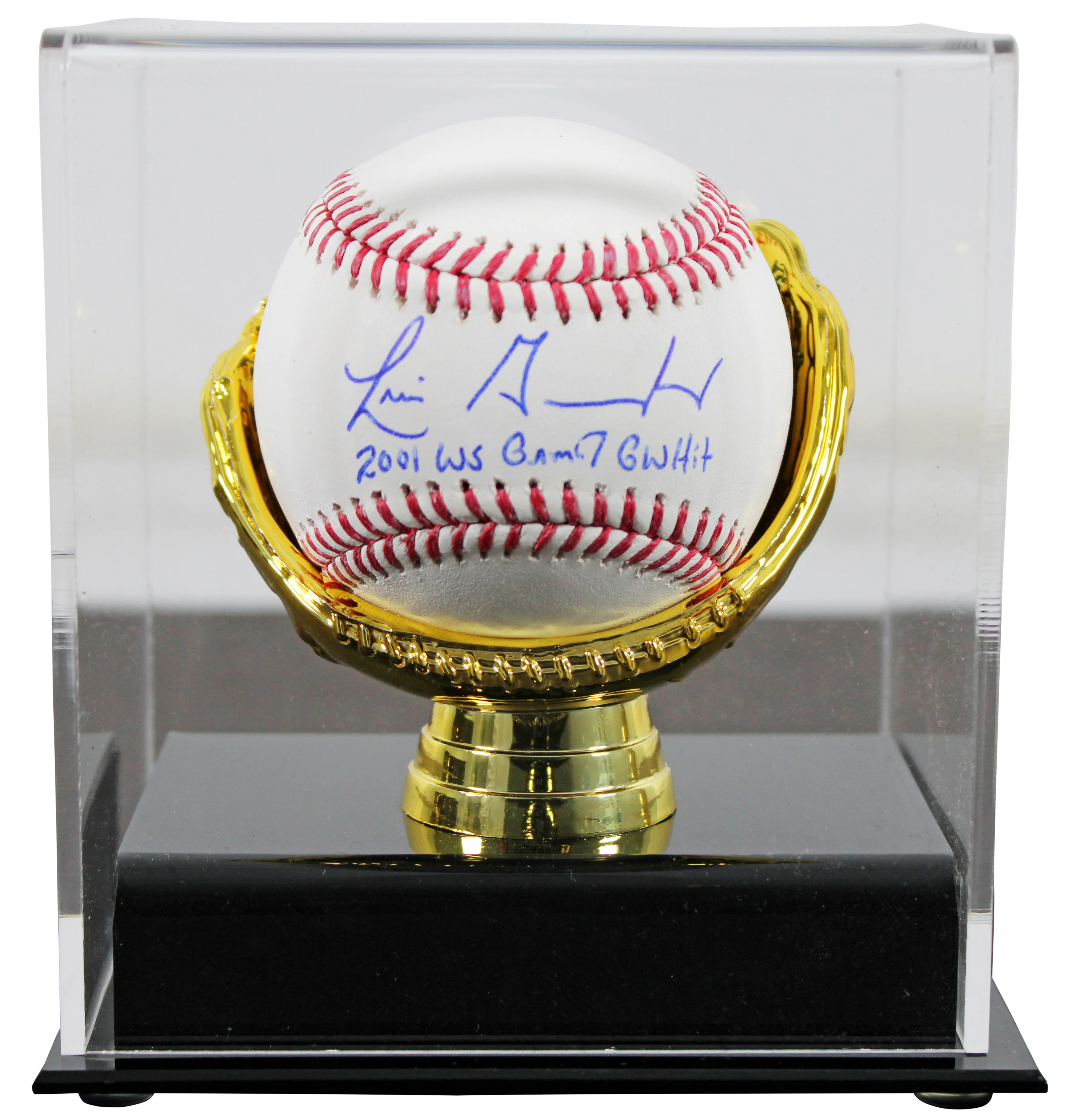 D-Backs Luis Gonzalez "2001 Ws G7 Gw Hit" Signed OML Baseball w/ Case BAS - Image 2