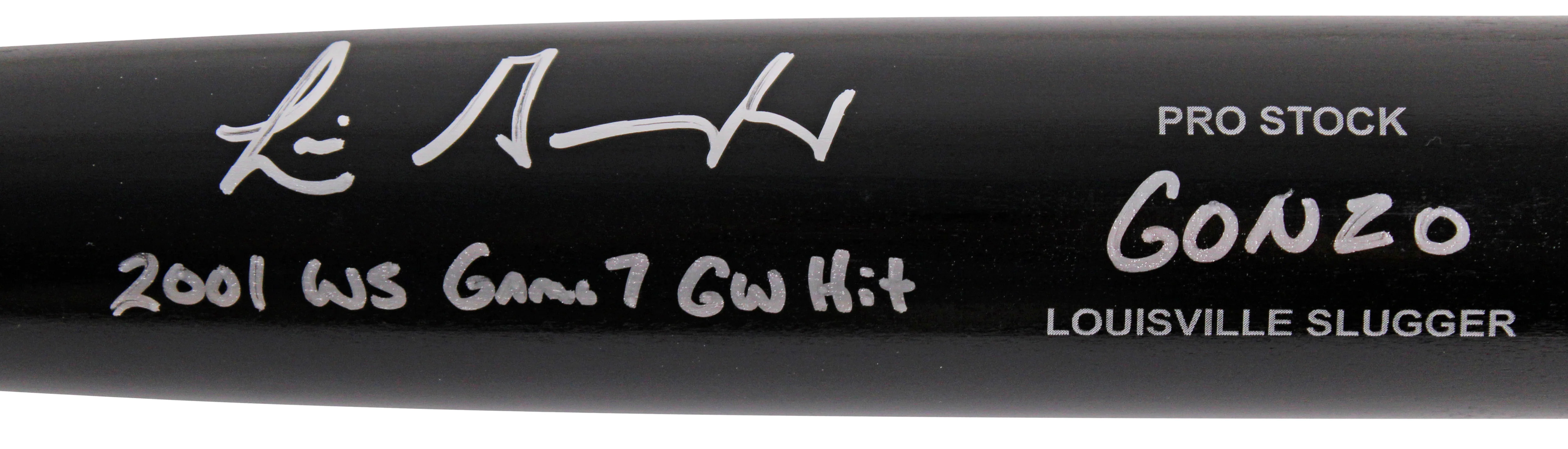 D-Backs Luis Gonzalez "2x Insc" Signed Black Louisville Slugger Bat BAS Witness - Image 3