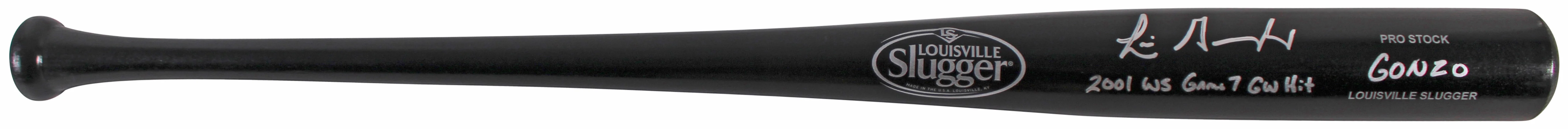 D-Backs Luis Gonzalez "2x Insc" Signed Black Louisville Slugger Bat BAS Witness - Image 4