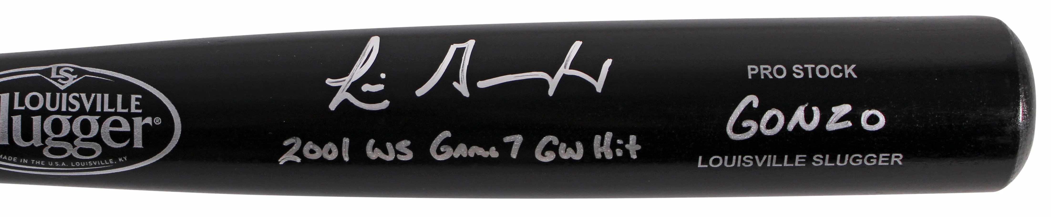 D-Backs Luis Gonzalez "2x Insc" Signed Black Louisville Slugger Bat BAS Witness - Image 6