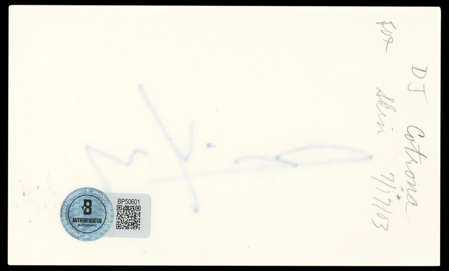 D.J. Cotrona From Dusk Till Dawn Authentic Signed 3x5 Index Card BAS #BP50601 - Image 3