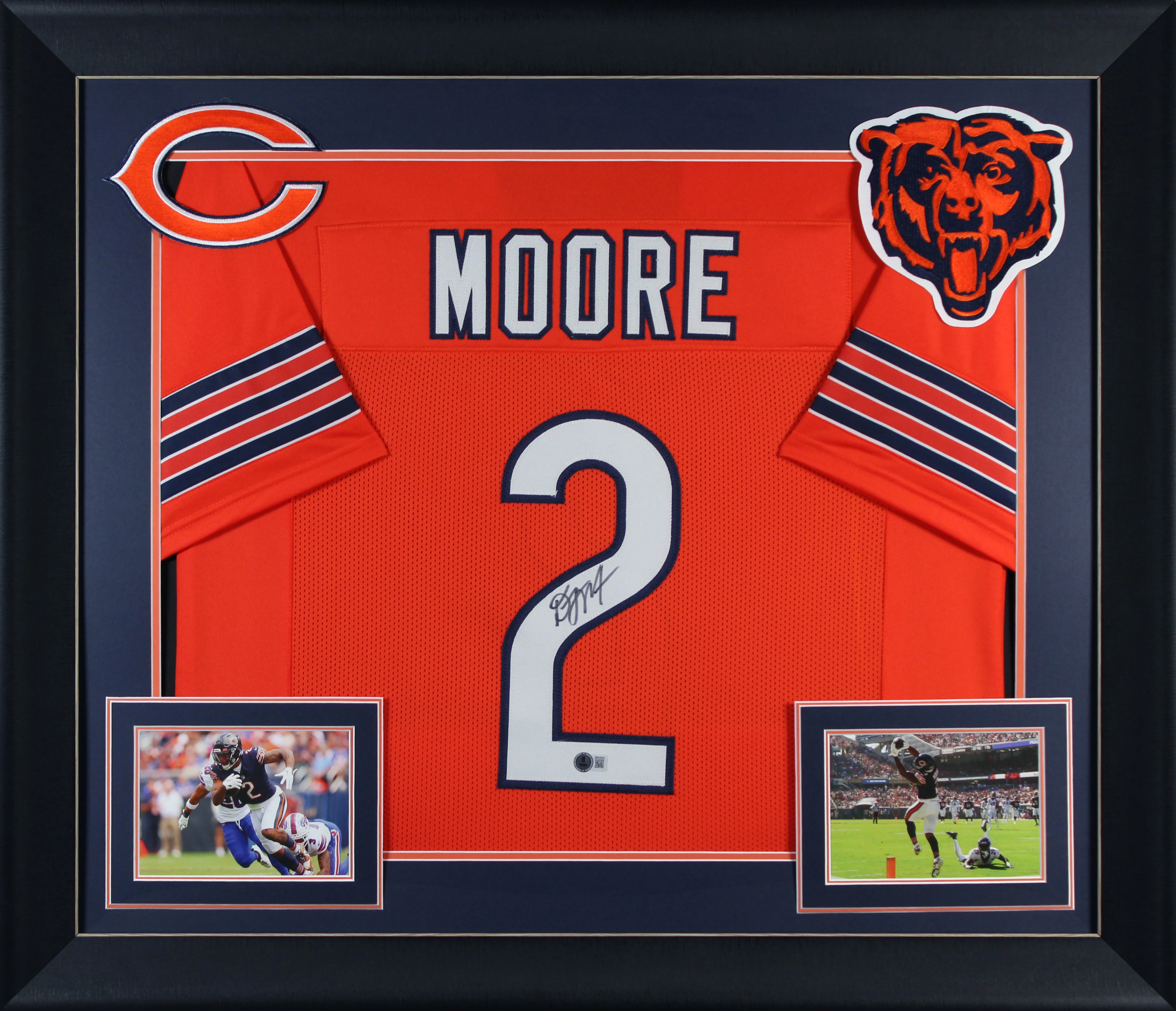 D.J. Moore Authentic Signed Orange Pro Style Framed Jersey BAS Witnessed - Image 2