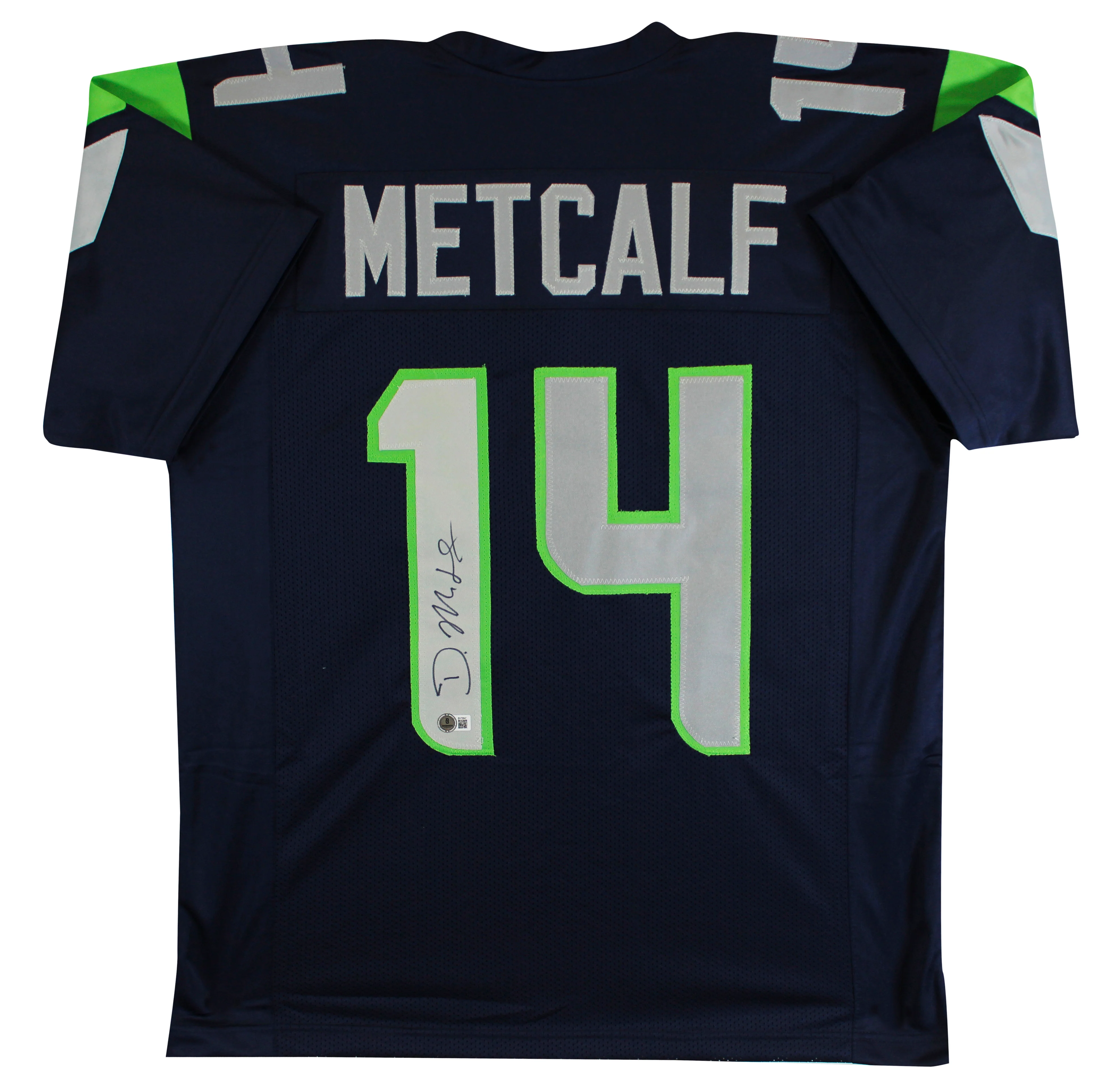 D.K. Metcalf Authentic Signed Navy Blue Pro Style Jersey Autographed BAS 2