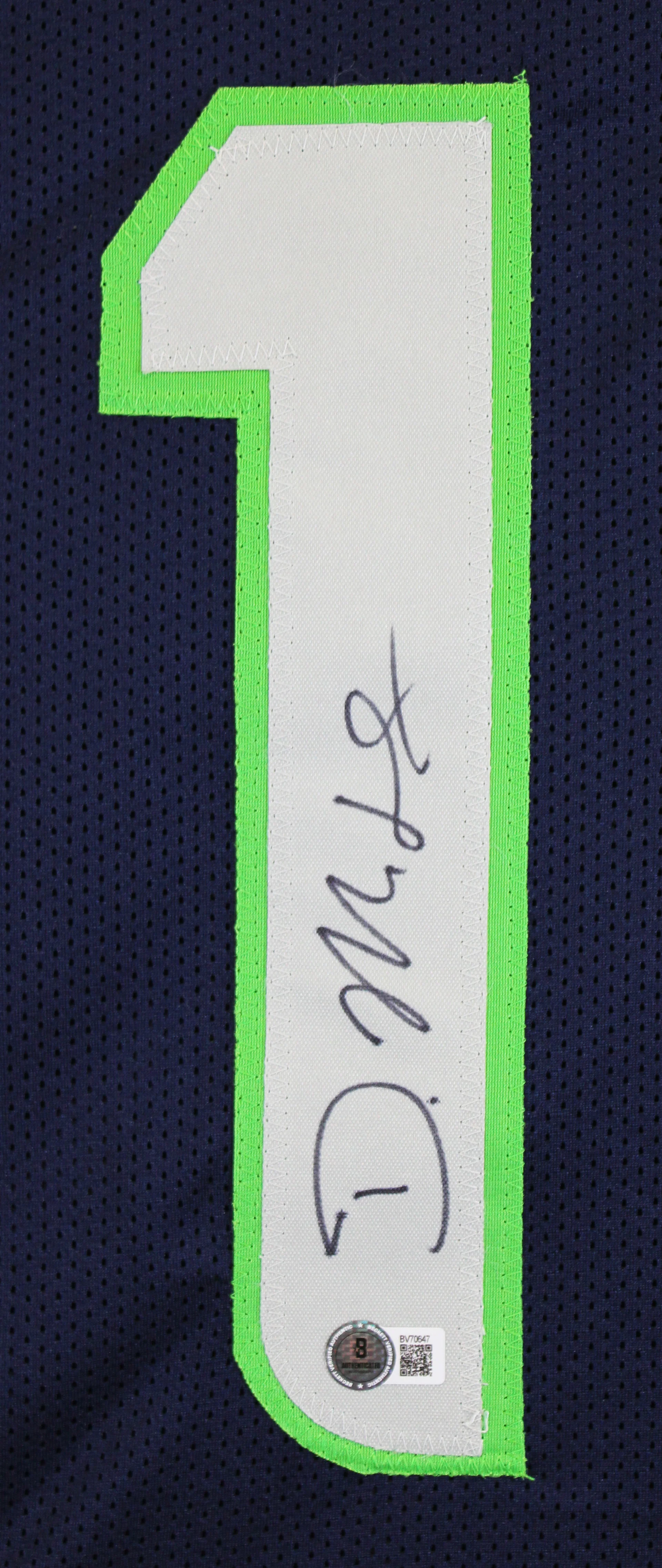 D.K. Metcalf Authentic Signed Navy Blue Pro Style Jersey Autographed BAS 2 - Image 3