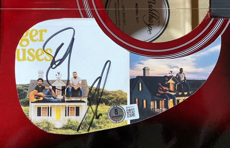 Dan & Shay Signed 41" Bigger Houses Red Acoustic Guitar BAS - Image 2