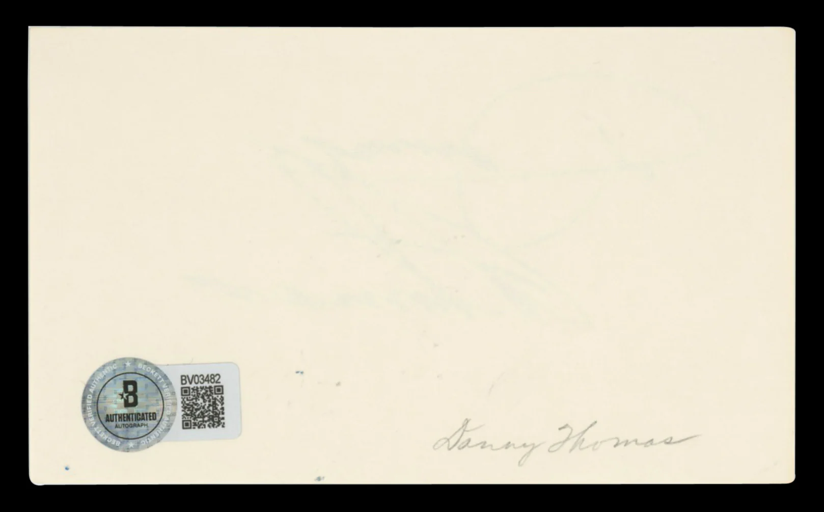 Danny Thomas The Danny Thomas Show Authentic Signed 3x5 Index Card BAS #BV03482 - Image 3