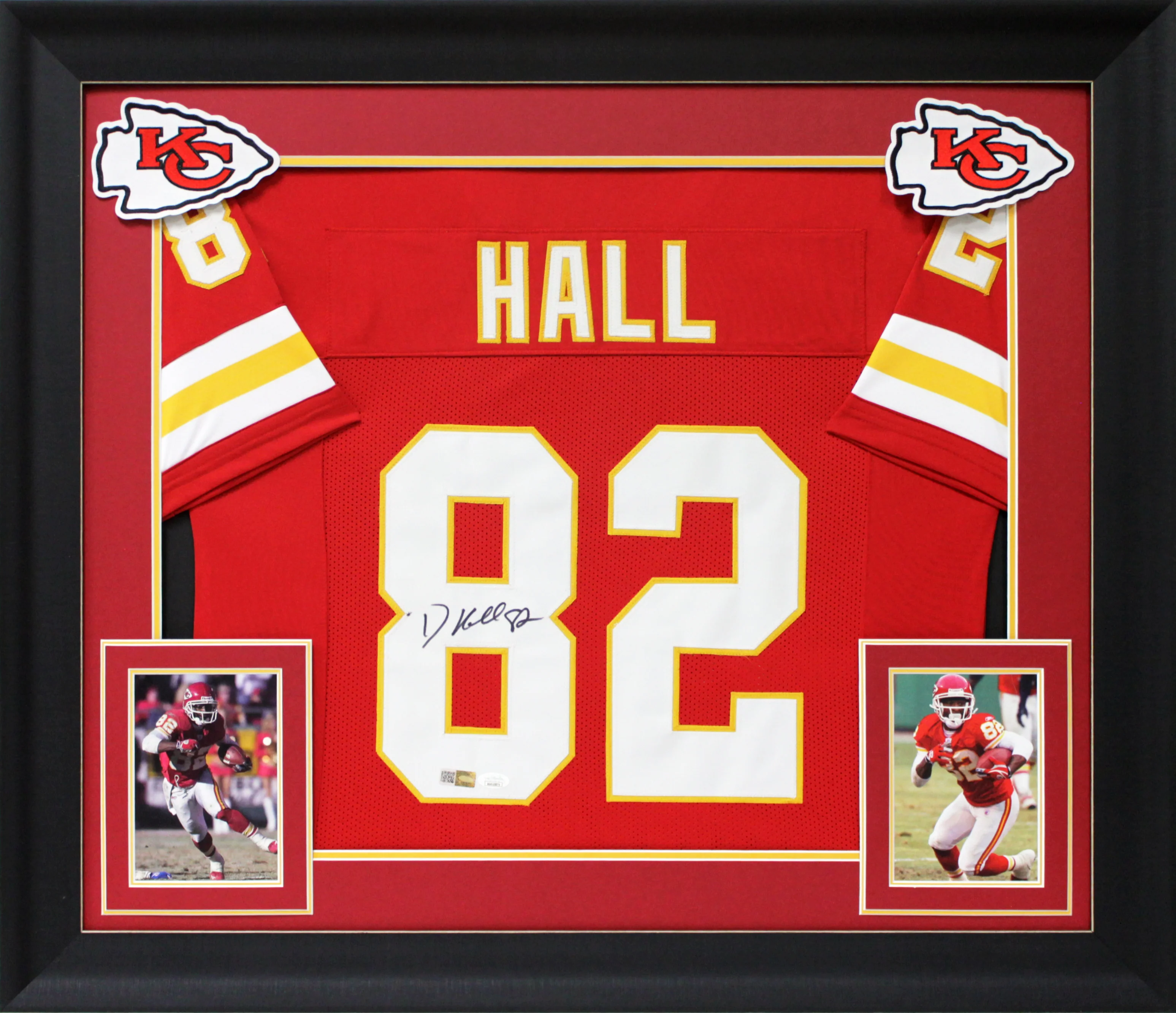 Dante Hall Authentic Signed Red Pro Style Framed Jersey Autographed JSA Witness - Image 2