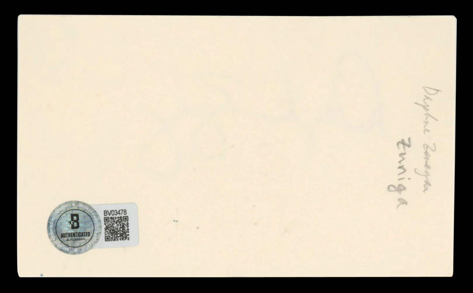 Daphne Zuniga Melrose Place Authentic Signed 3x5 Index Card BAS #BV03478 - Image 3