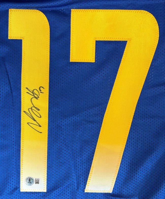 Davante Adams Los Angeles Signed Blue Football Jersey BAS - Image 2