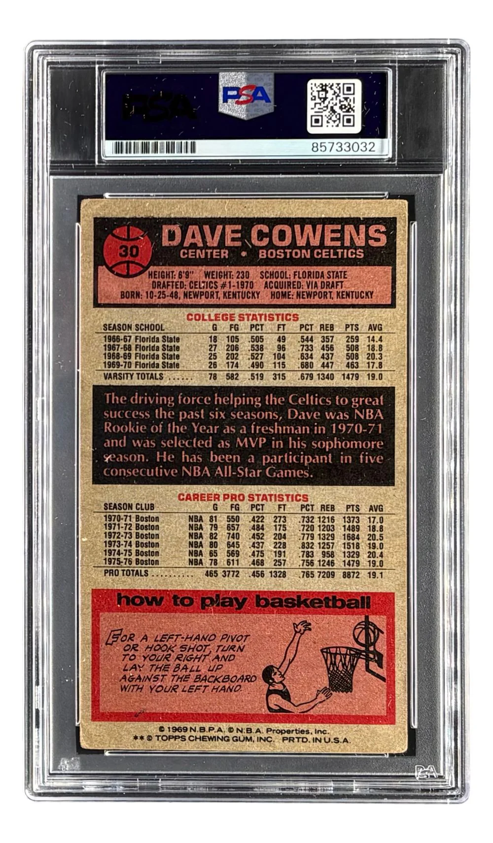 Dave Cowens Signed 1976/77 Topps #30 Celtics Trading Card w/ 3 Insc PSA/DNA - Image 2