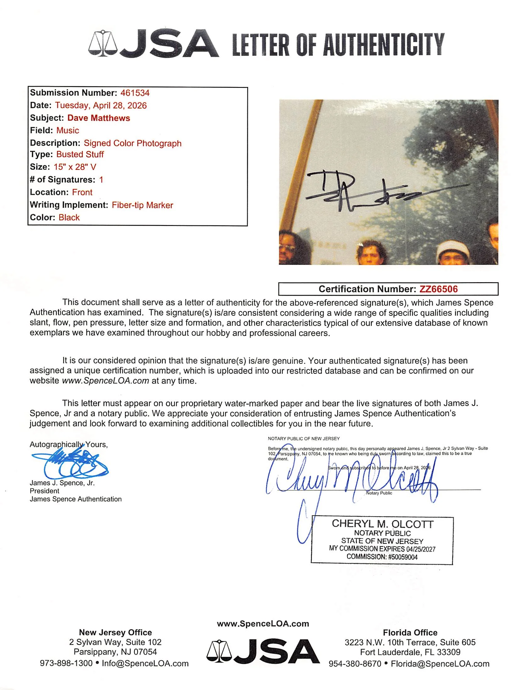 Dave Matthews Dave Matthews Band Signed & Framed 16x28 Poster JSA #ZZ66506 - Image 4