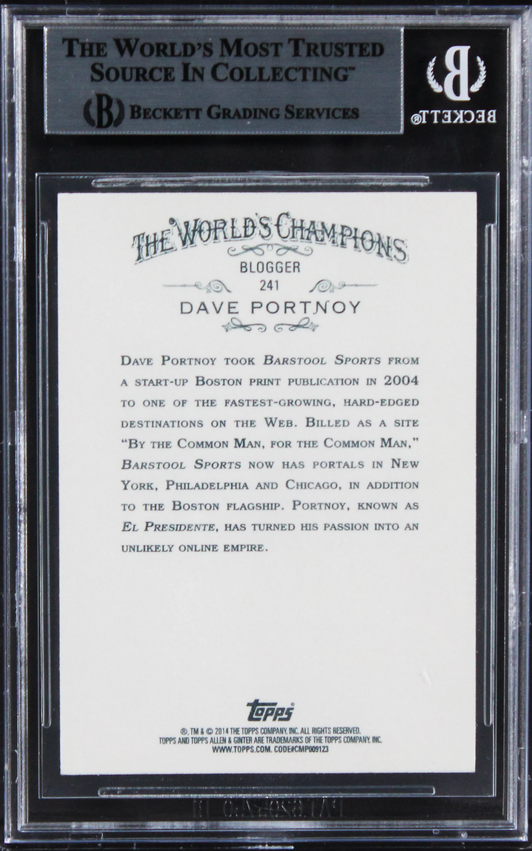 Dave Portnoy Authentic Signed 2014 Topps Allen & Ginter #241 Card BAS Slabbed - Image 3