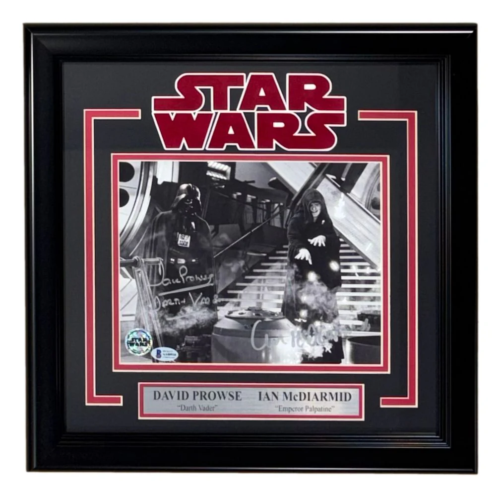 Dave Prowse Ian McDiarmid Signed Framed 11x14 Star Wars Photo BAS