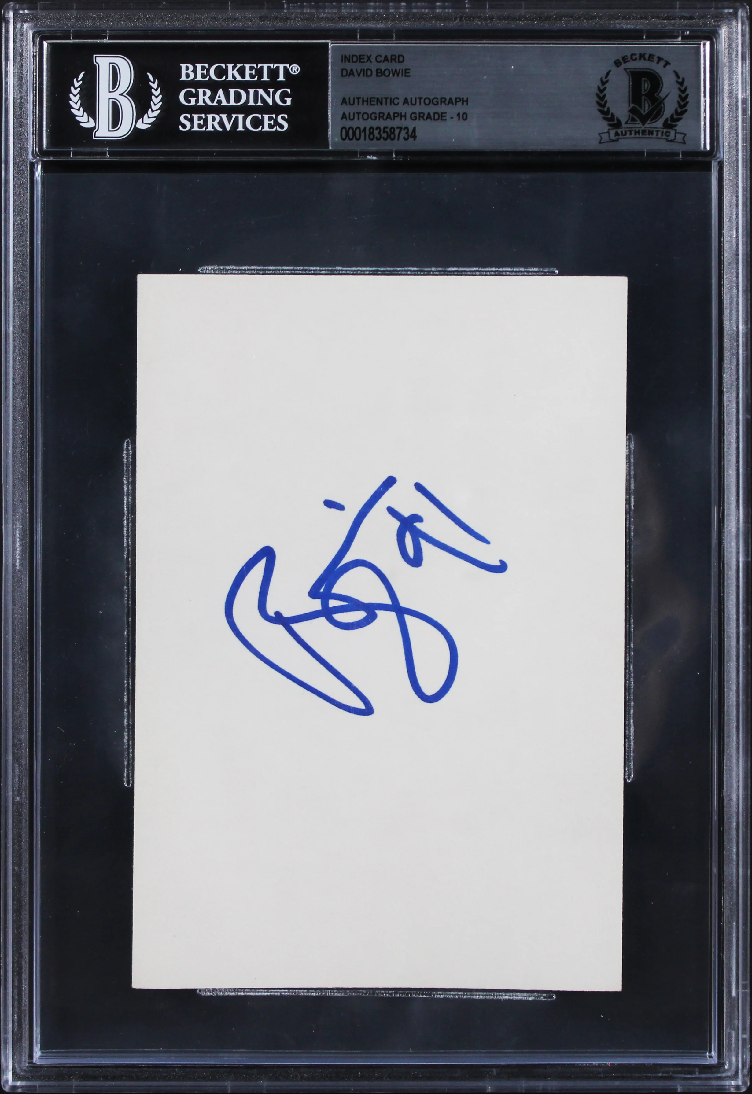 David Bowie "91" Authentic Signed 3x5 Index Card Auto Graded 10! BAS Slabbed - Image 2
