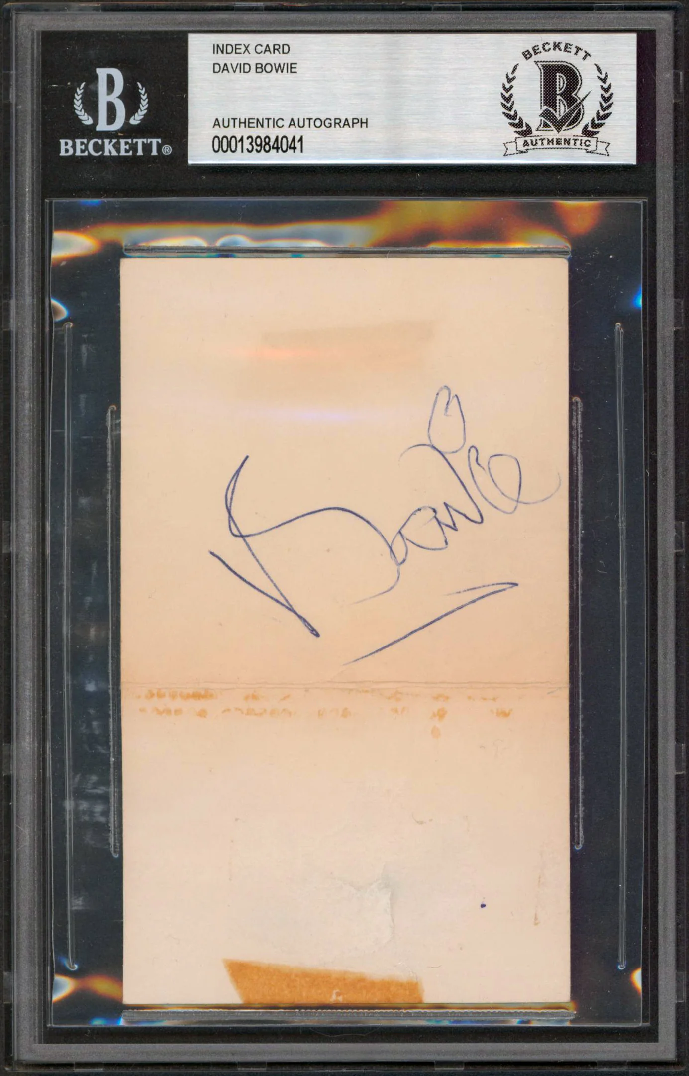 David Bowie Authentic Signed 3x5 Index Card Autographed BAS Slabbed