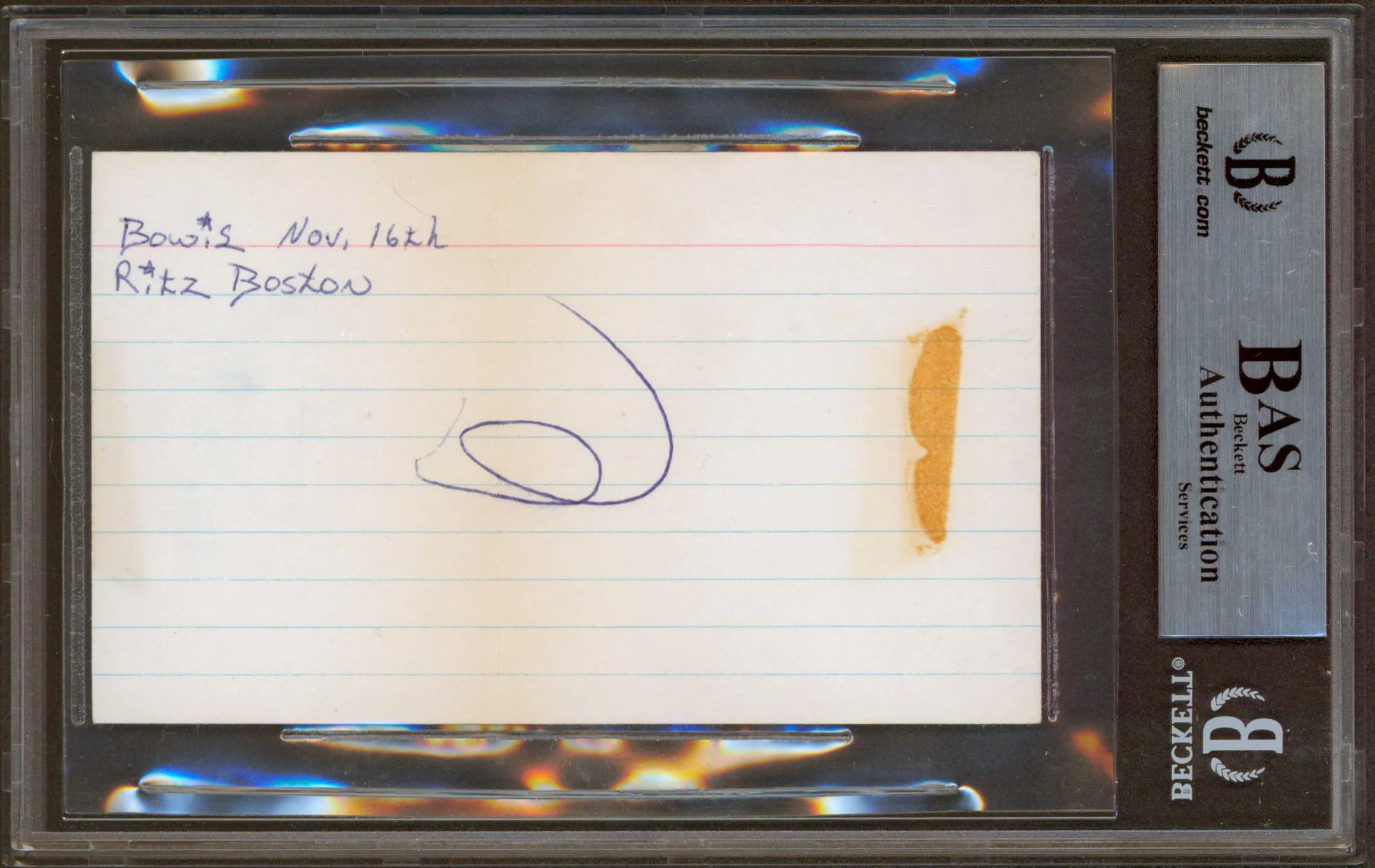David Bowie Authentic Signed 3x5 Index Card Autographed BAS Slabbed - Image 3