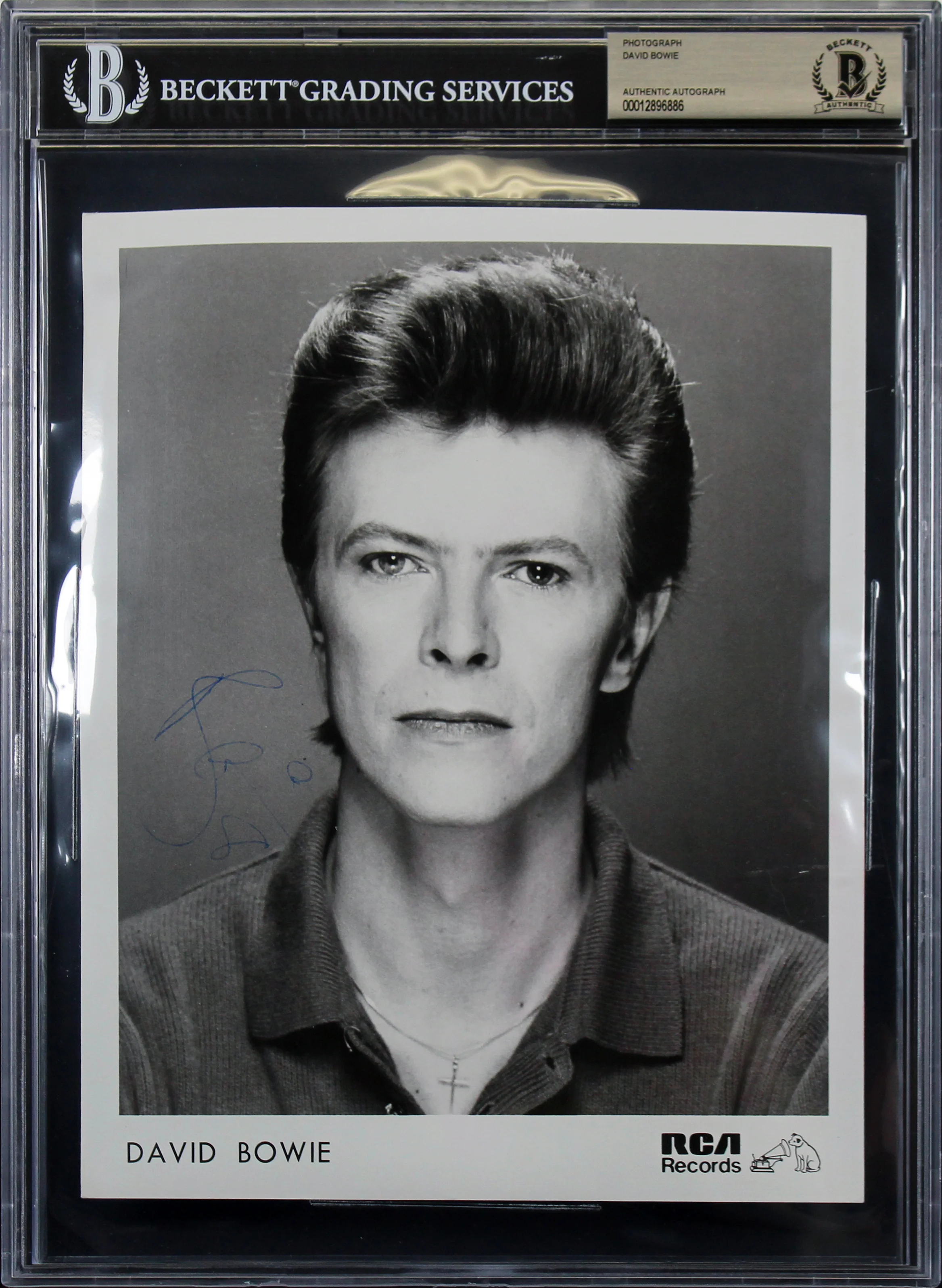 David Bowie Authentic Signed 8x10 Black & White Promotional Photo BAS Slabbed - Image 2