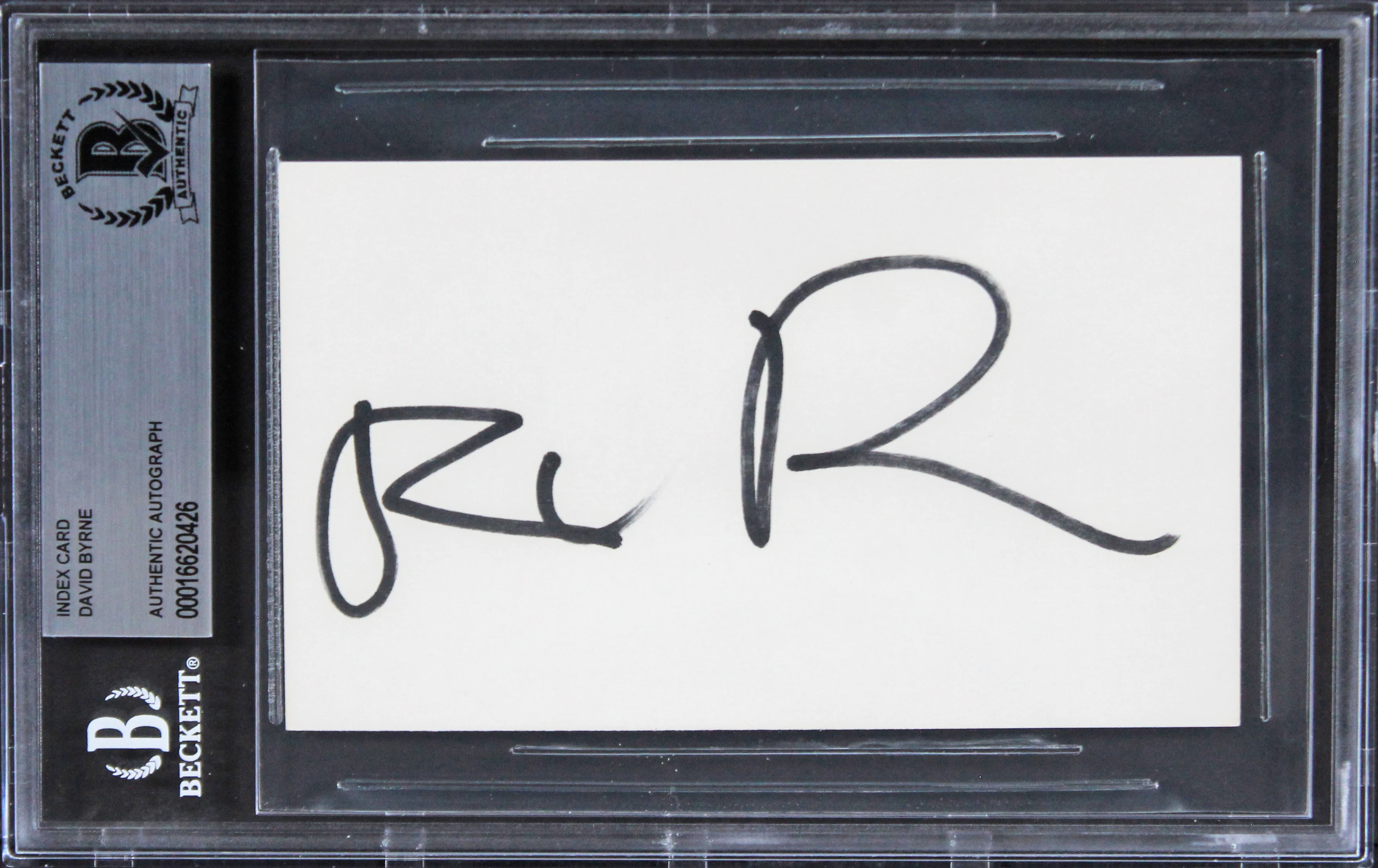 David Byrne Talking Heads Authentic Signed 3x5 Index Card BAS Slabbed 3
