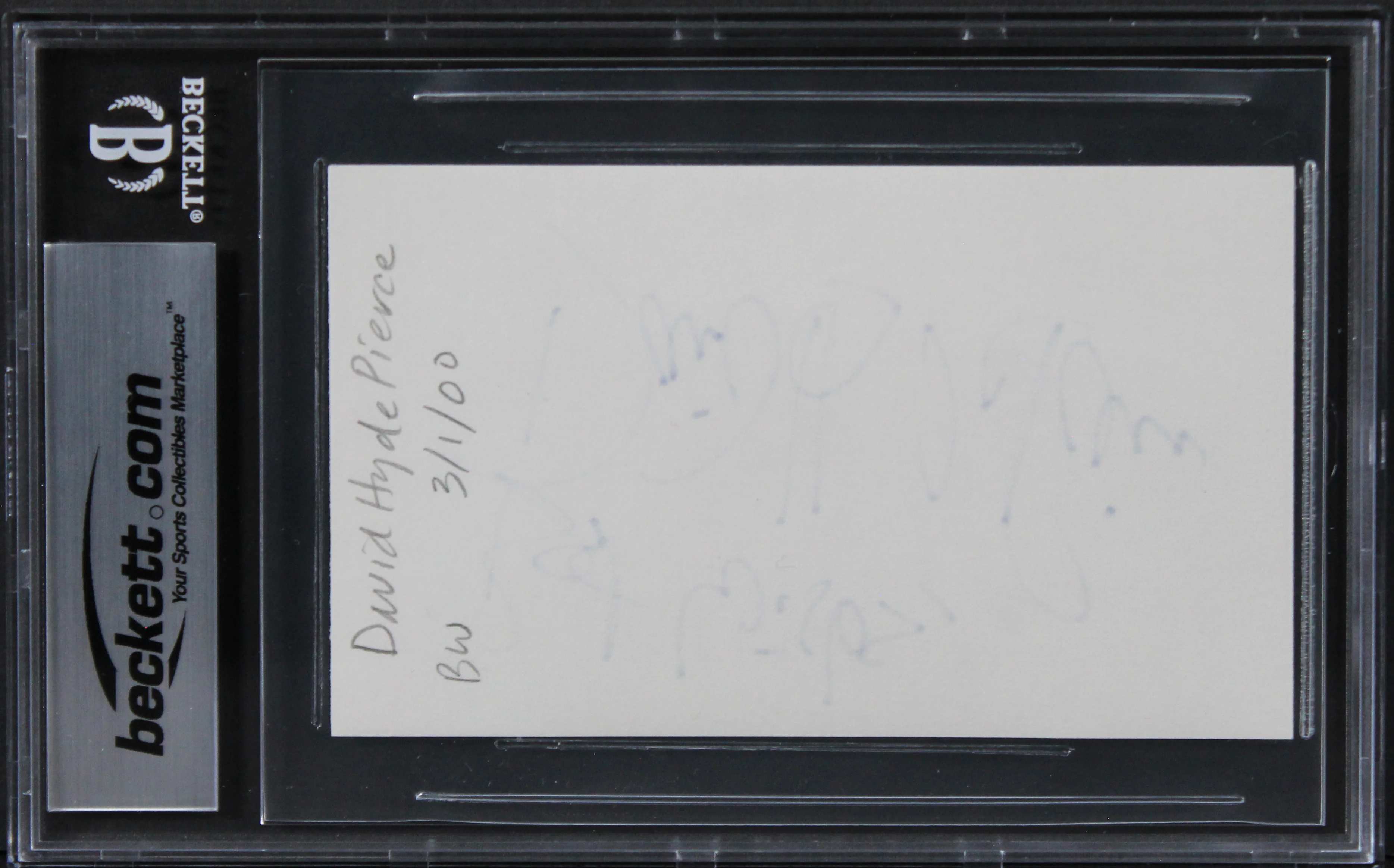 David Hyde Pierce Frasier "Best Wishes" Signed 3x5 Index Card BAS Slabbed - Image 3