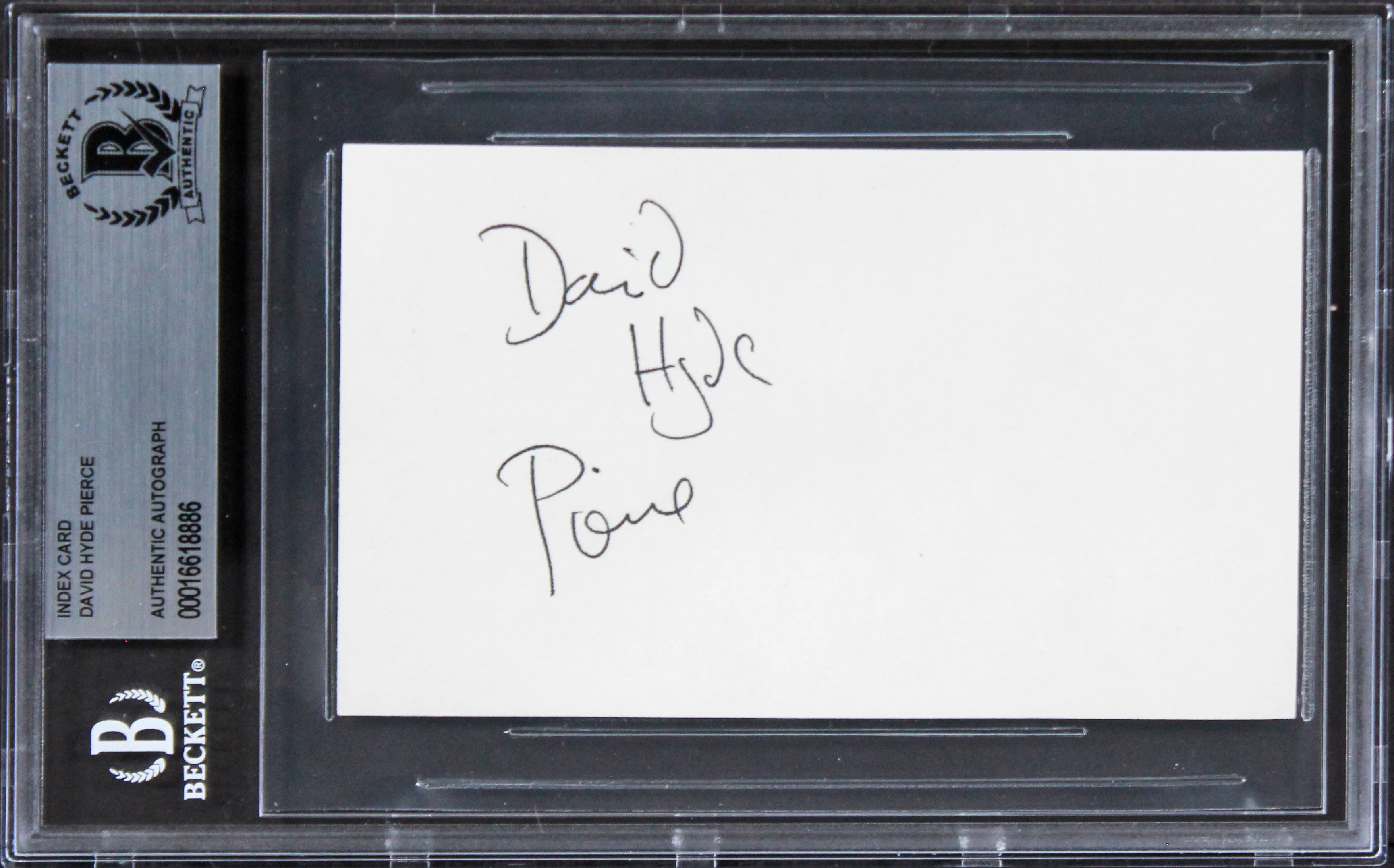 David Hyde Pierce Frasier Signed 3x5 Index Card w/ Black Sig BAS Slabbed - Image 2