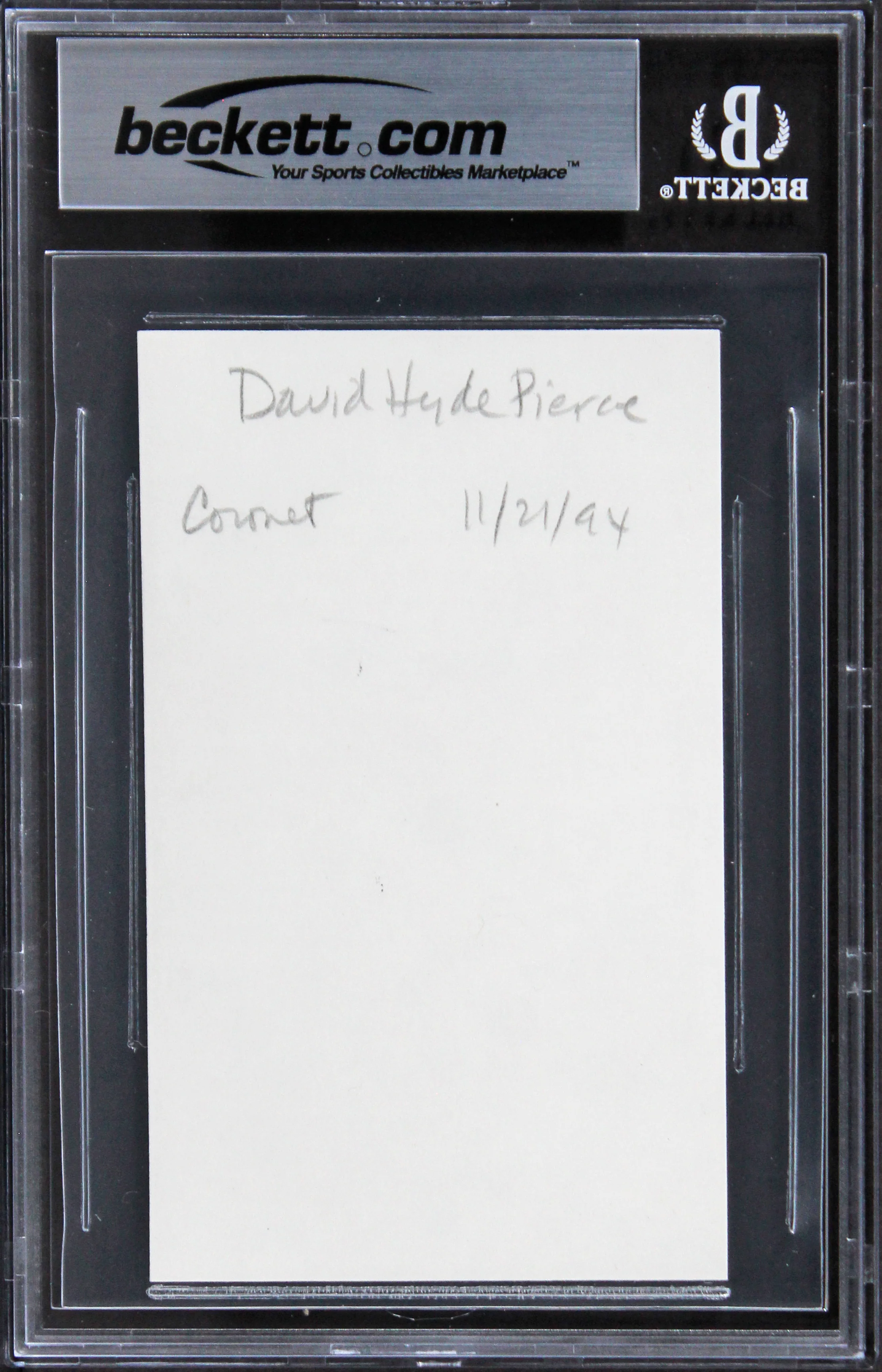 David Hyde Pierce Frasier Signed 3x5 Index Card w/ Black Sig BAS Slabbed - Image 3