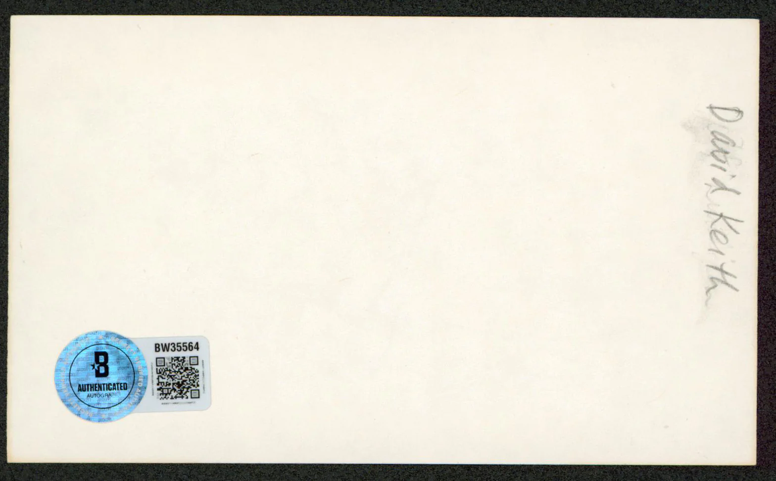 David Keith An Officer and a Gentleman Signed 3x5 Index Card BAS #BW35564 - Image 3