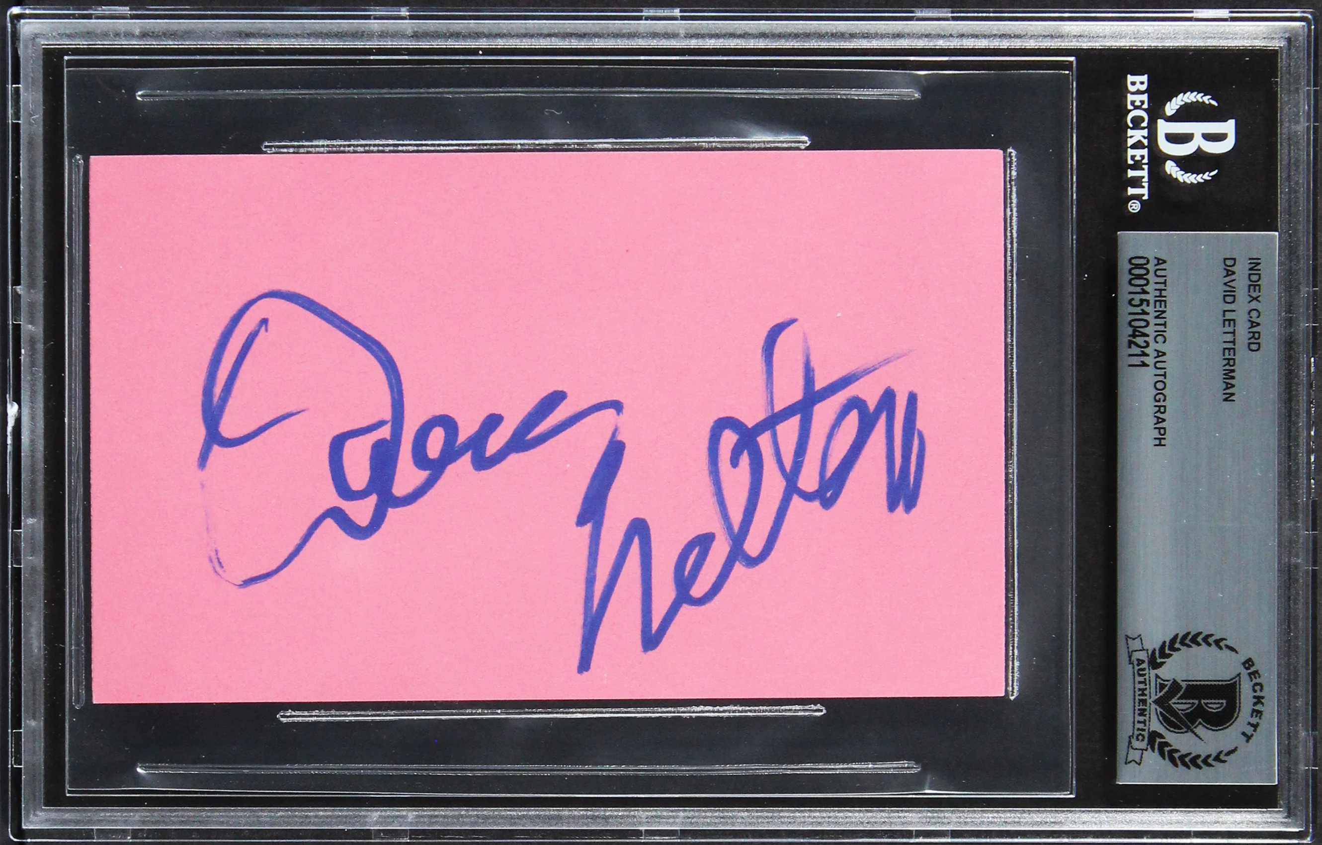David Letterman The Late Show Authentic Signed 3x5 Index Card BAS Slabbed - Image 2