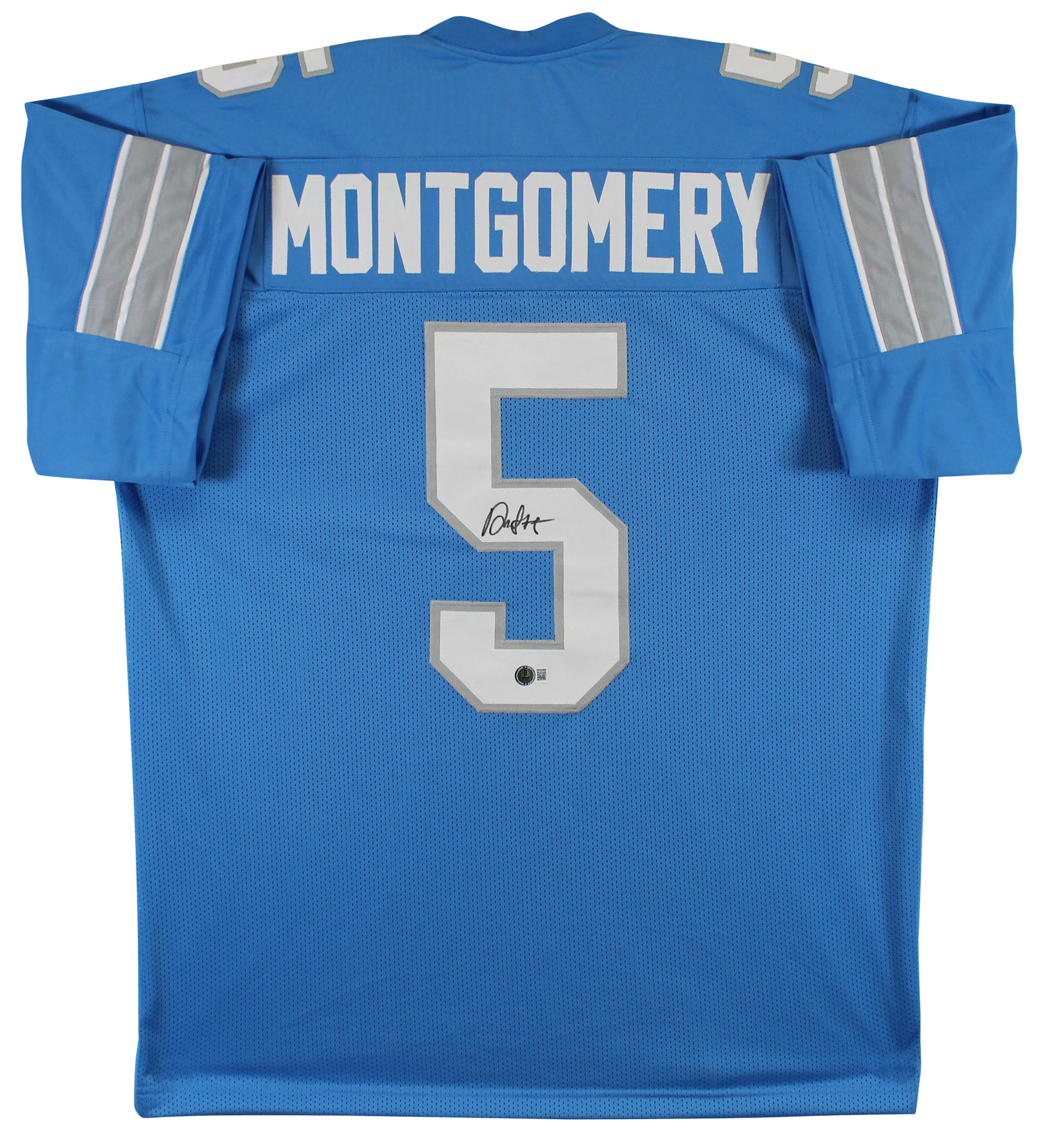 David Montgomery Signed Blue Pro Style Jersey w/ White Numbers BAS Witnessed - Image 2