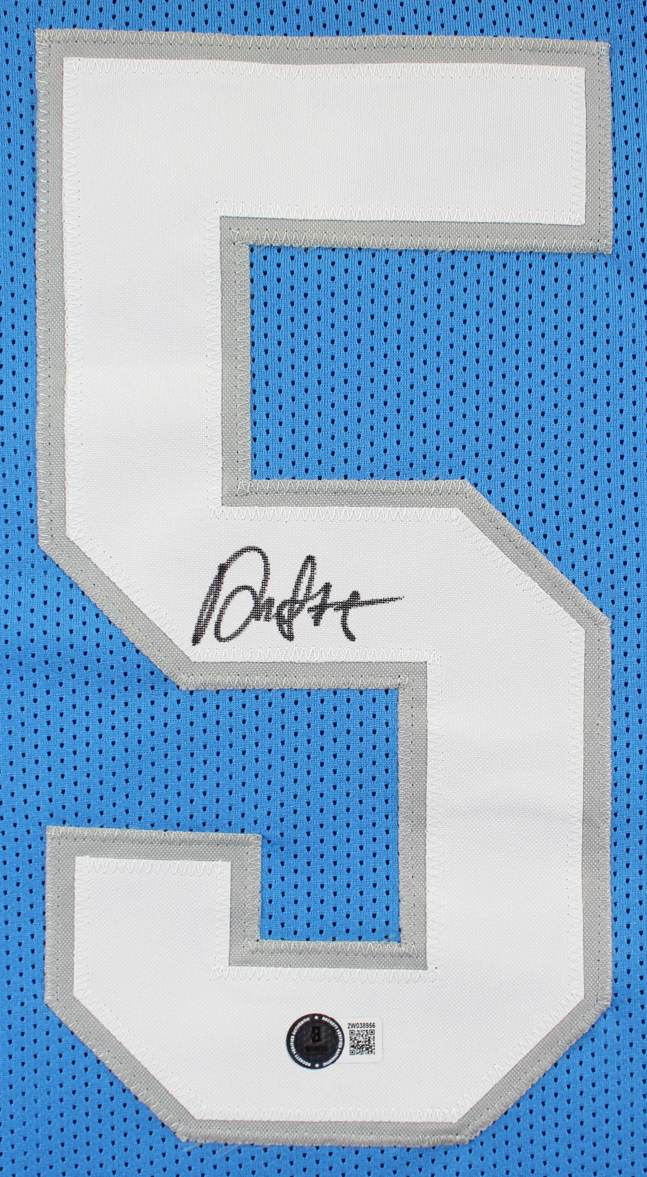 David Montgomery Signed Blue Pro Style Jersey w/ White Numbers BAS Witnessed - Image 3